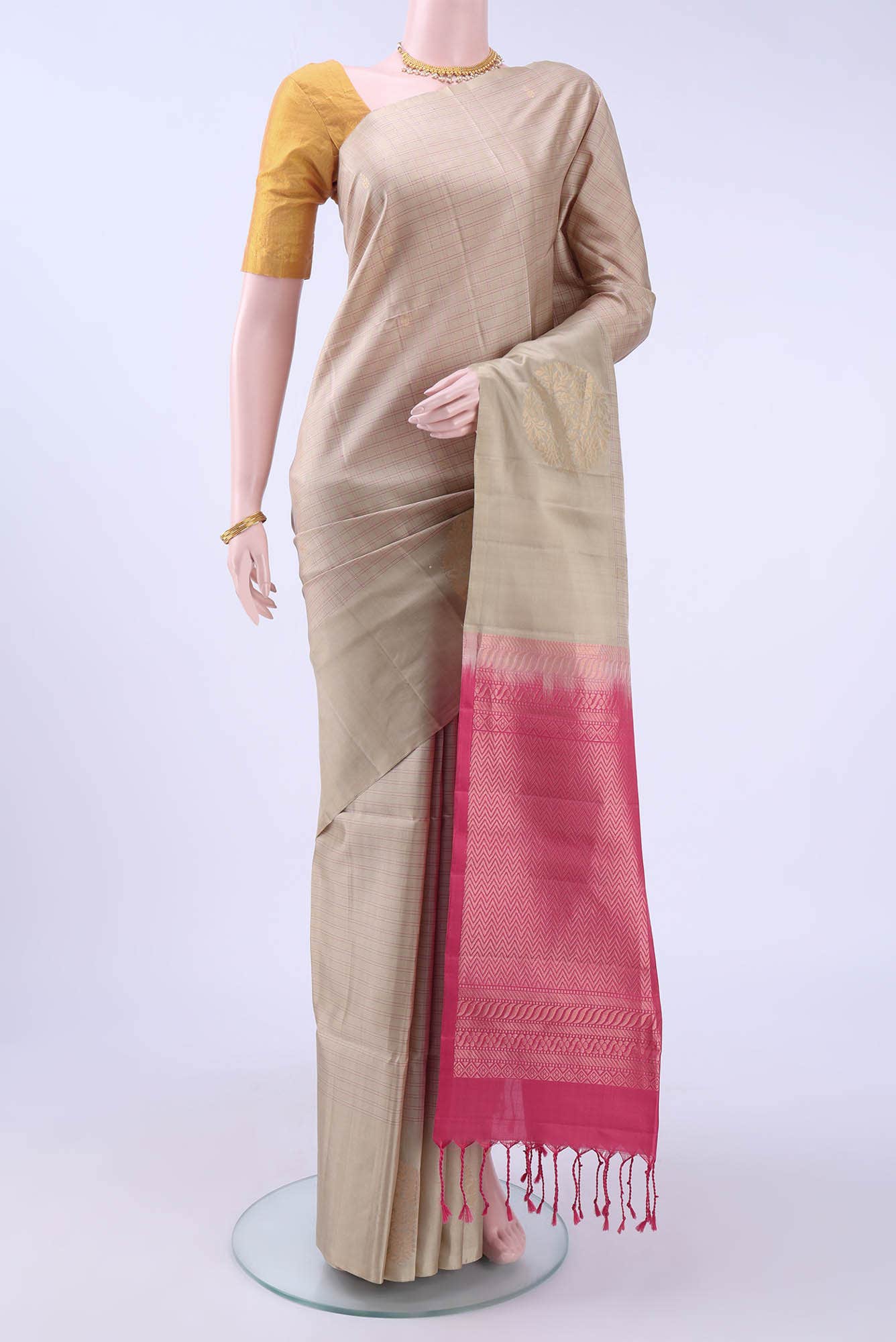 Beige Soft Silk Saree