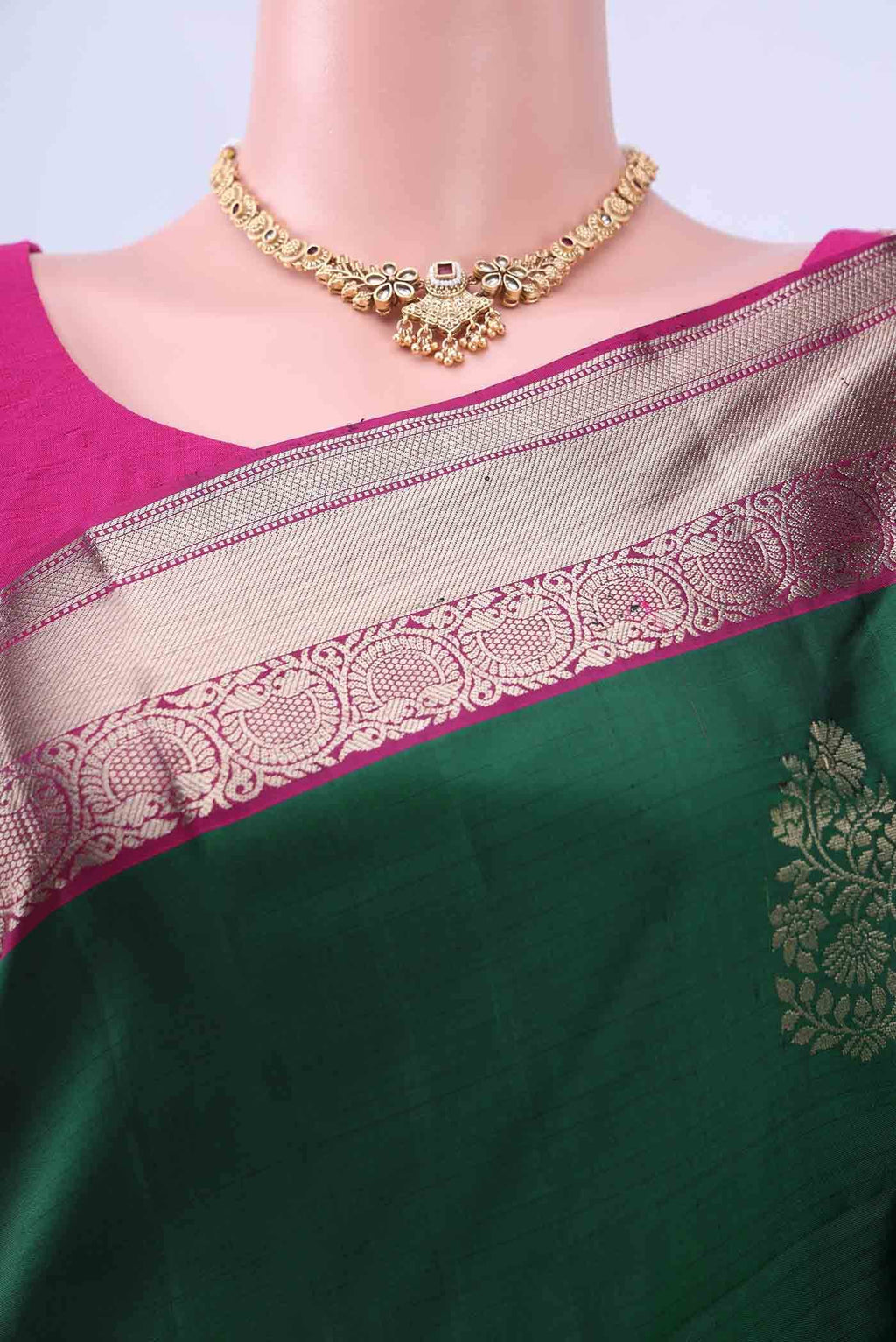 Bottle Green Soft Silk Saree