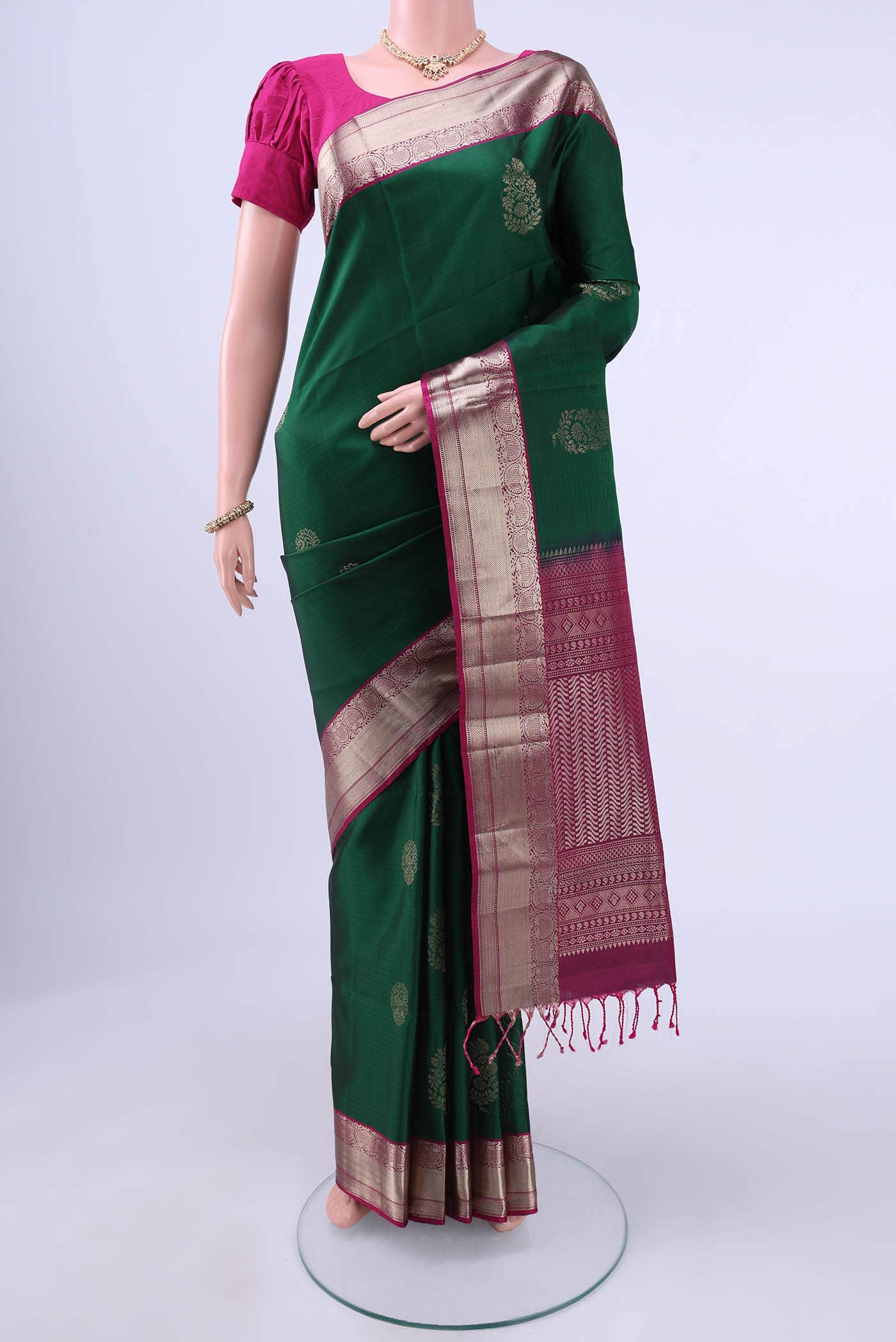 Bottle Green Soft Silk Saree