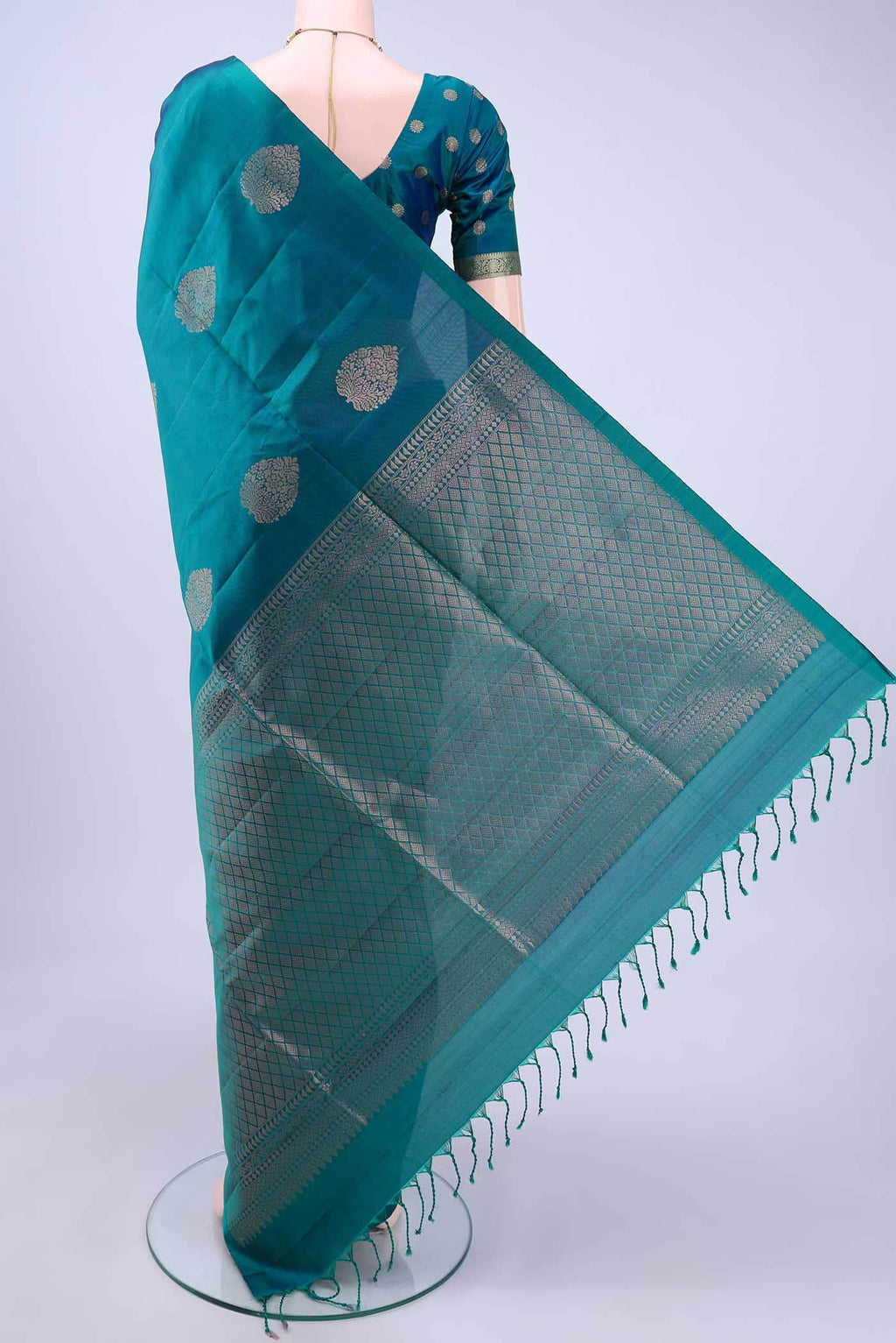 Peacock Blue Soft Silk Saree