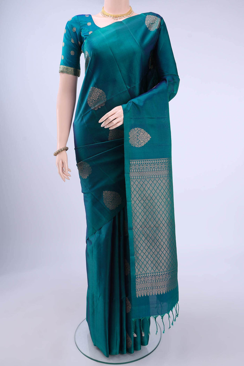 Peacock Blue Soft Silk Saree