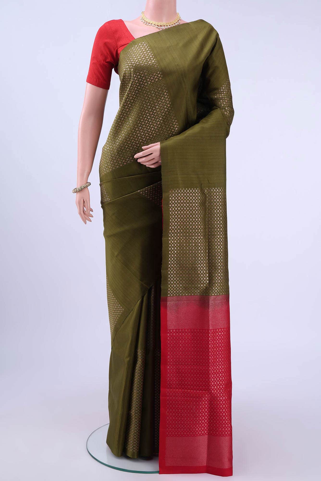 Mehandi Green Soft Silk Saree