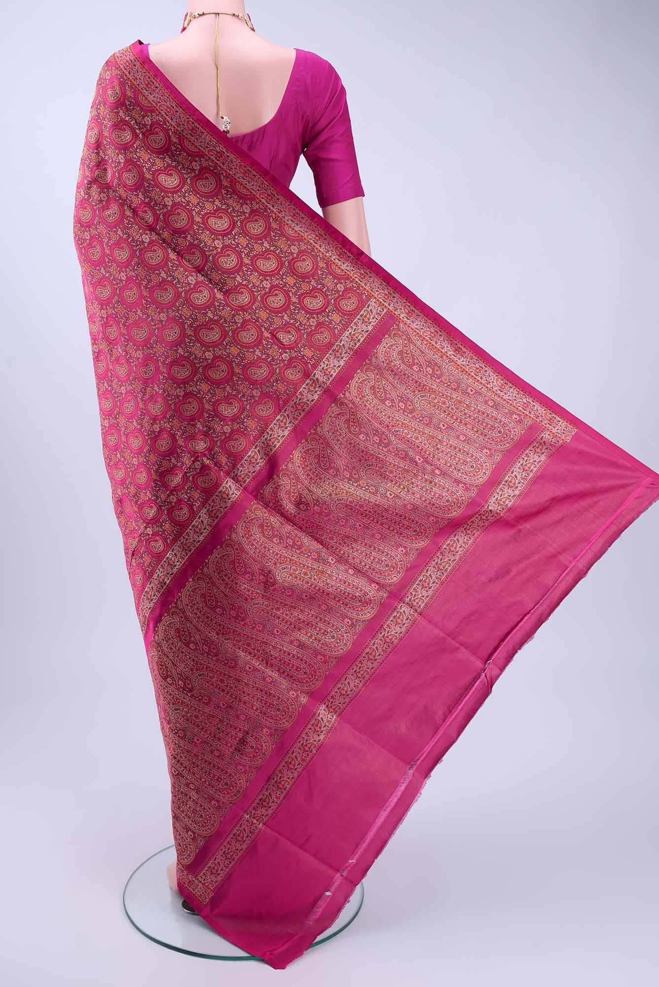 Dark Pink Baluchari Silk Saree