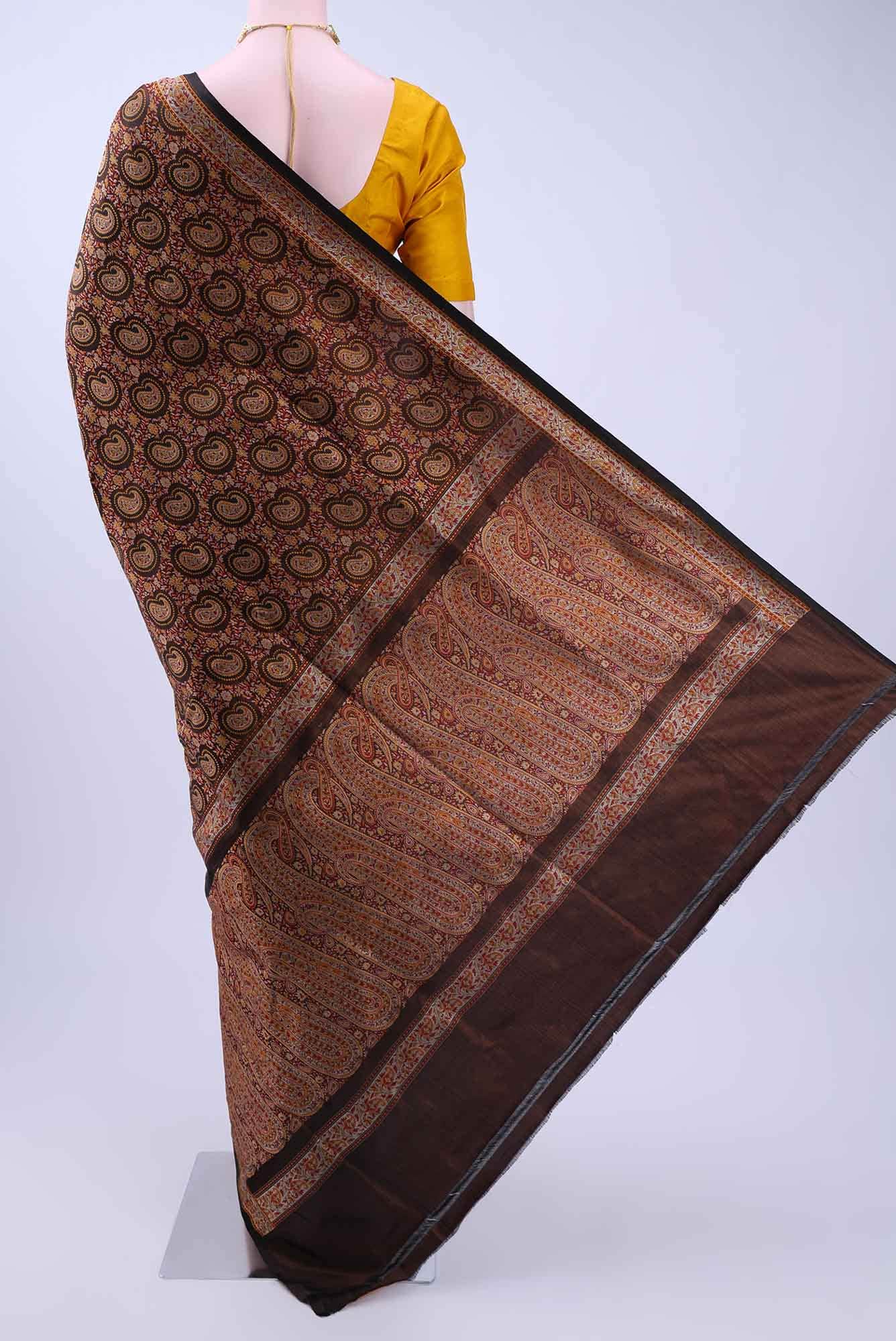Coffee Brown Baluchari Silk Saree