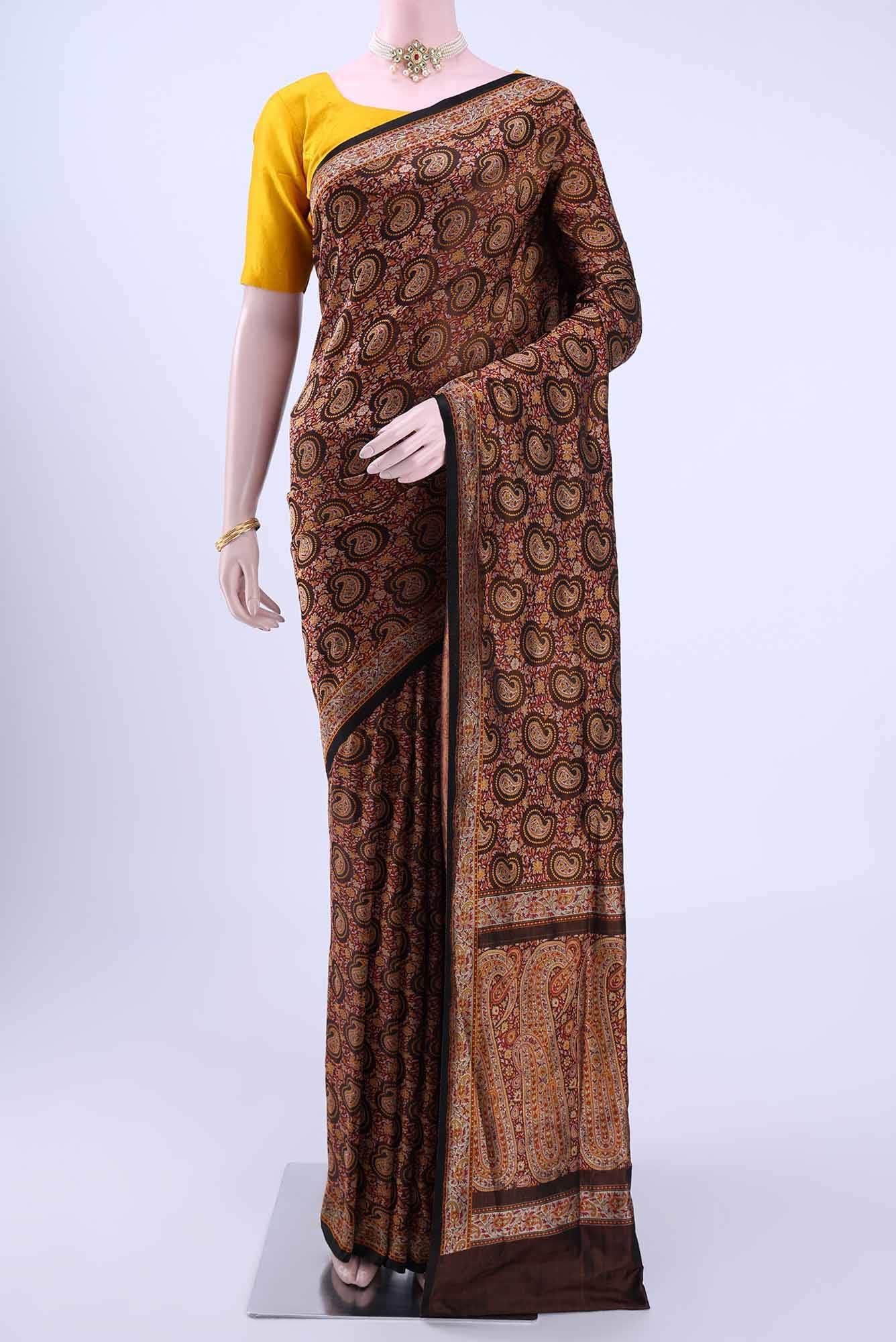 Coffee Brown Baluchari Silk Saree