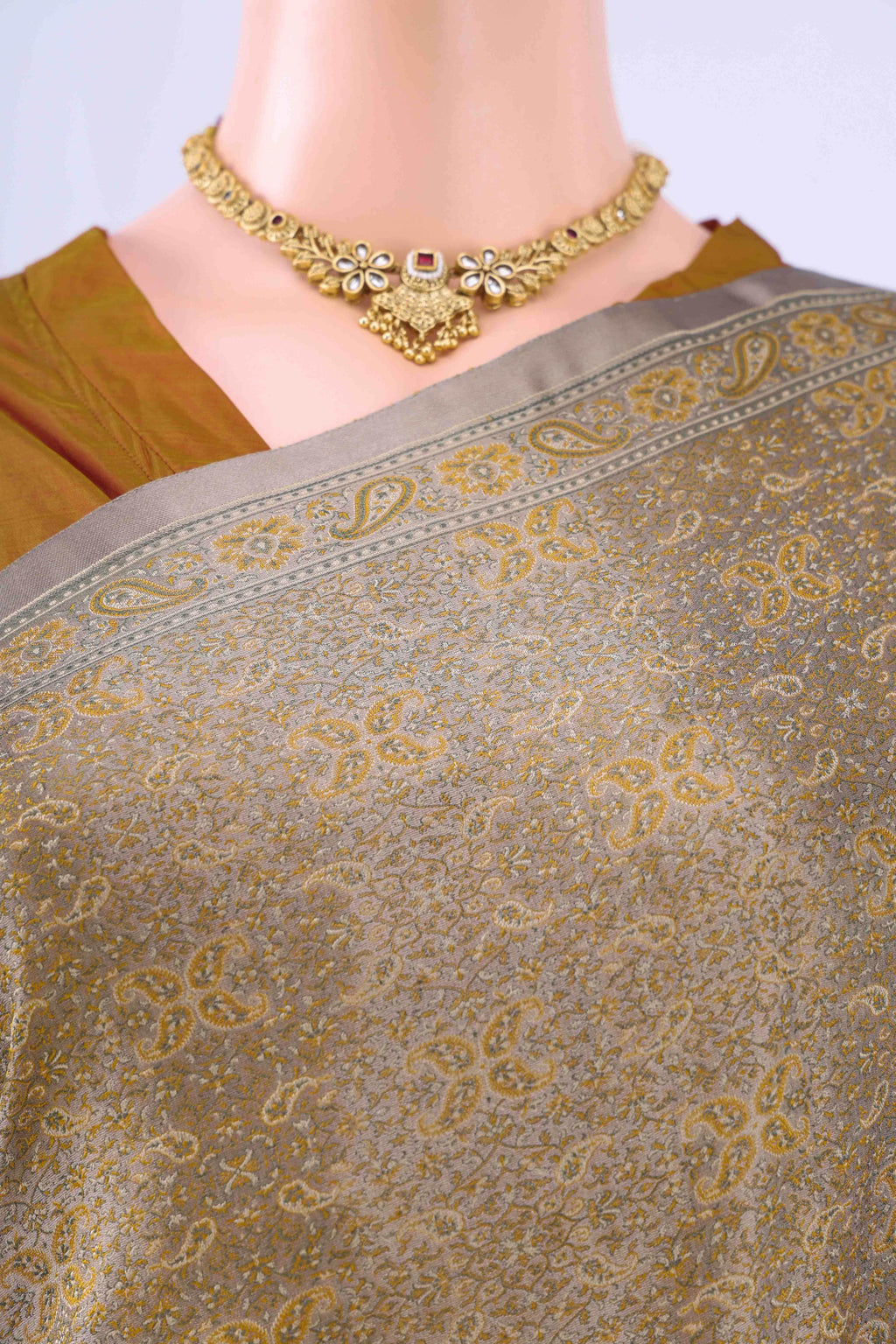 Davys Grey Banarasi Saree