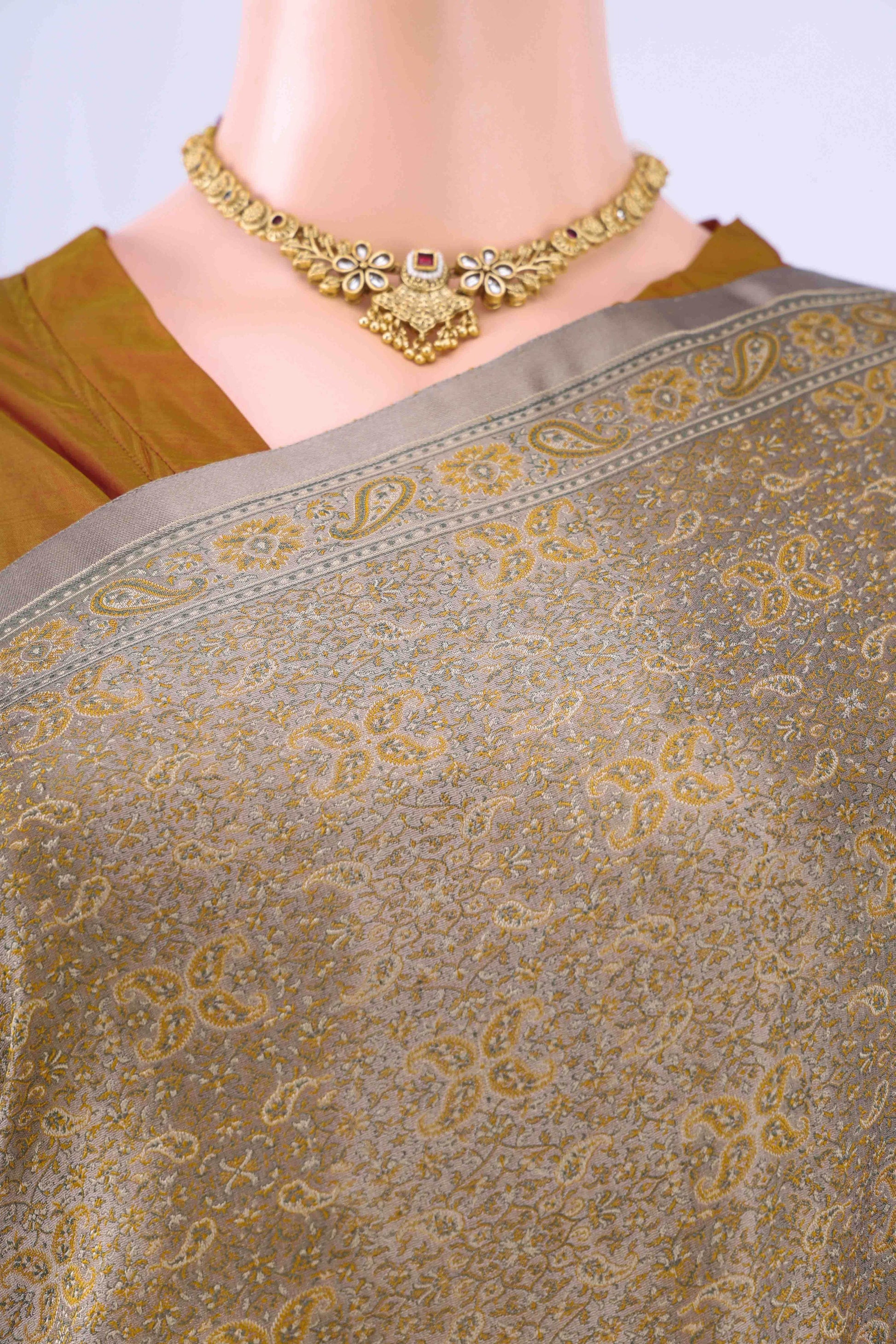 Davys Grey Banarasi Saree