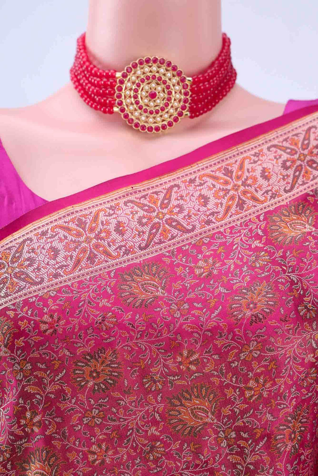 Rani Pink Baluchari Silk Saree