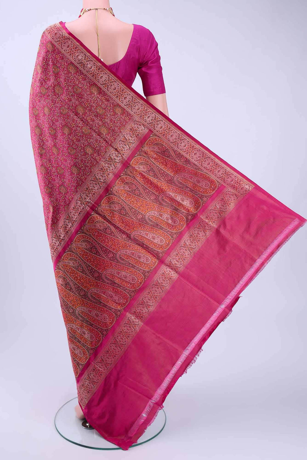Rani Pink Baluchari Silk Saree
