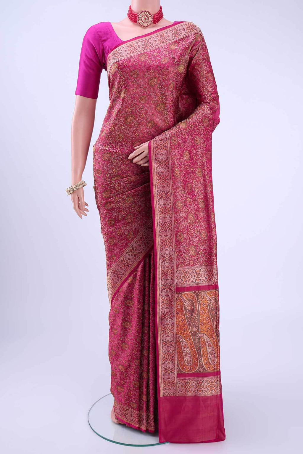 Rani Pink Baluchari Silk Saree