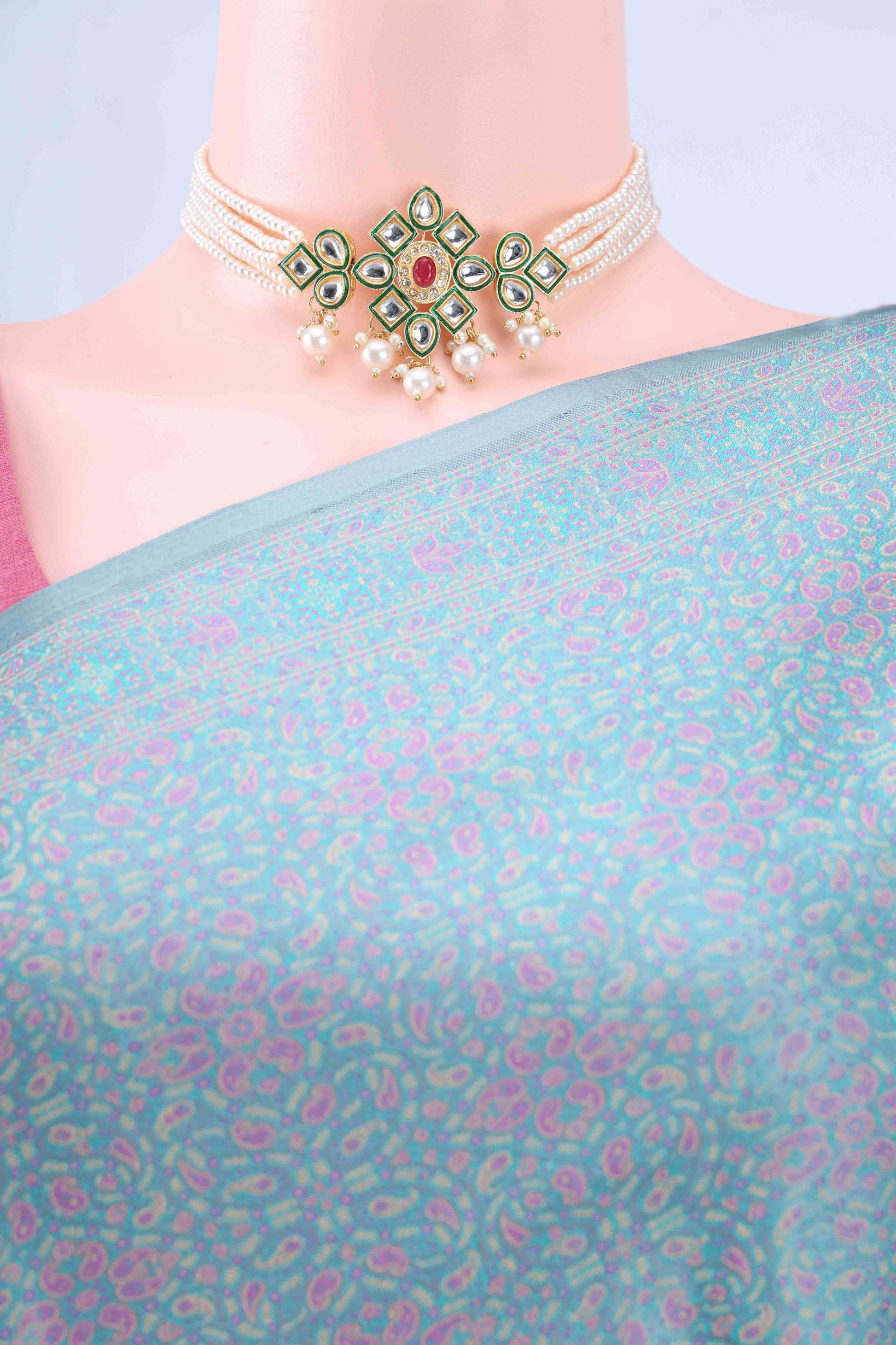 Sky Blue Banarasi Saree