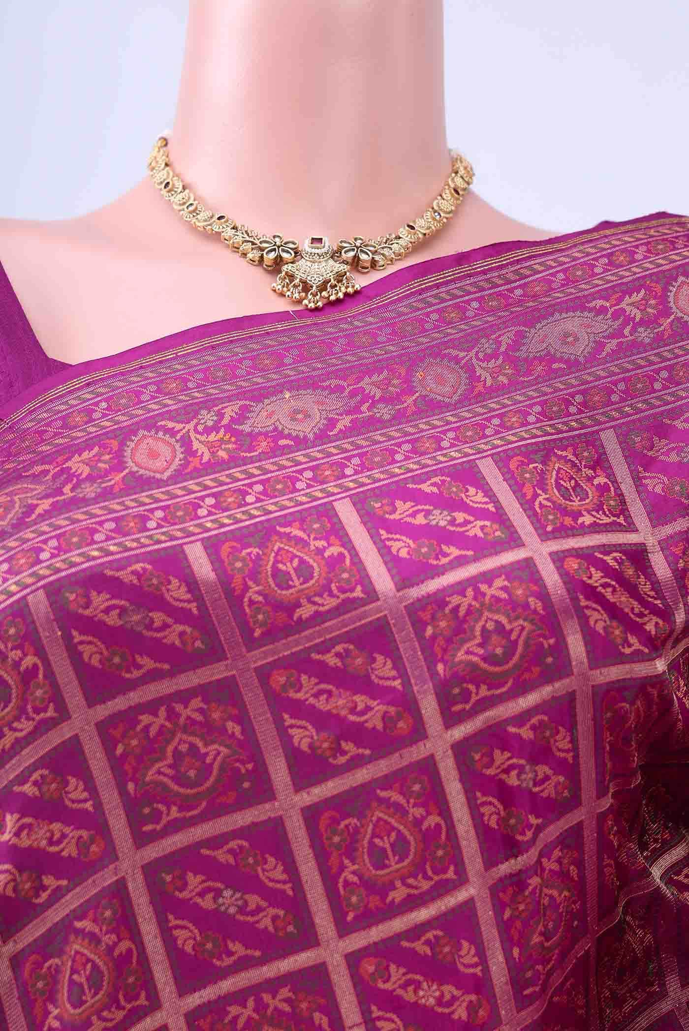 Magenta Baluchari Silk Saree