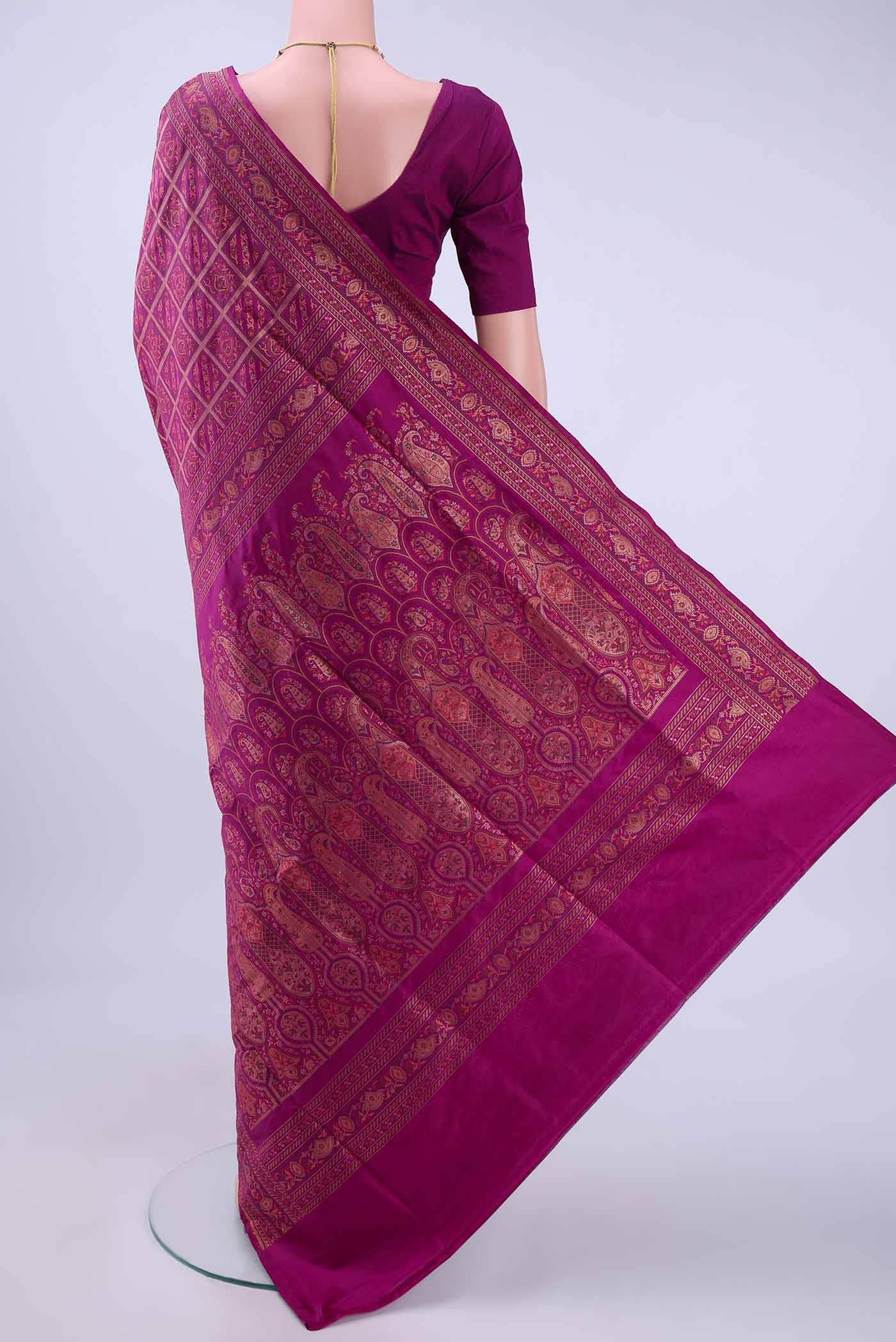 Magenta Baluchari Silk Saree