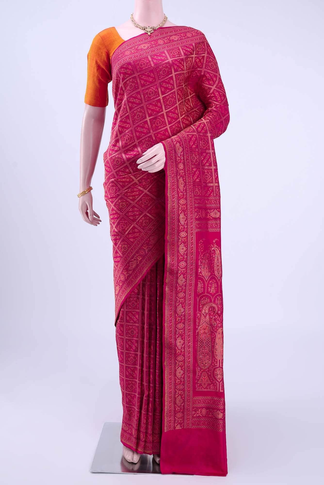 Dark Pink Banarasi Saree
