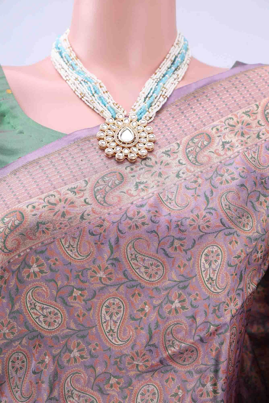 Lavender Baluchari Silk Saree