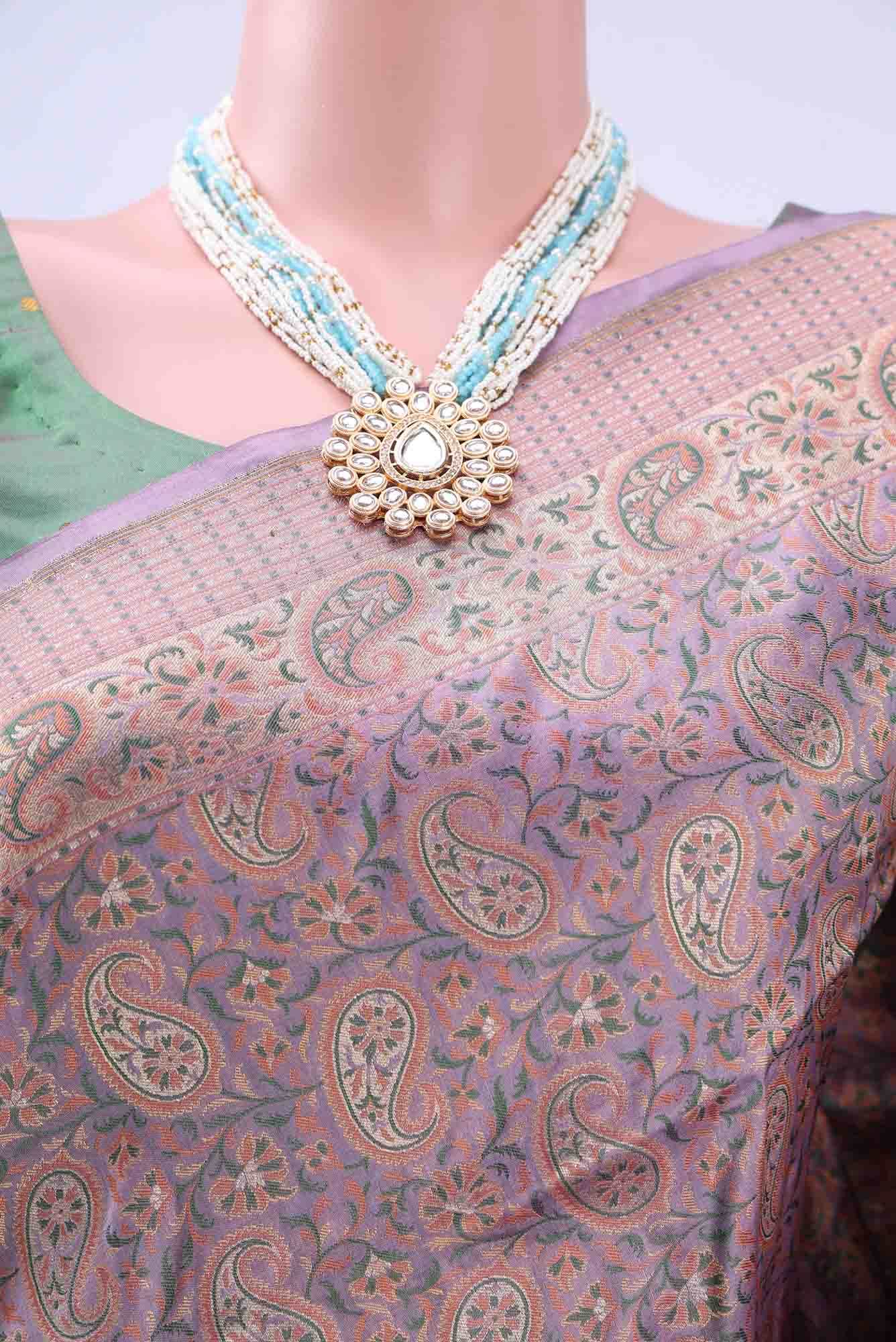Lavender Baluchari Silk Saree