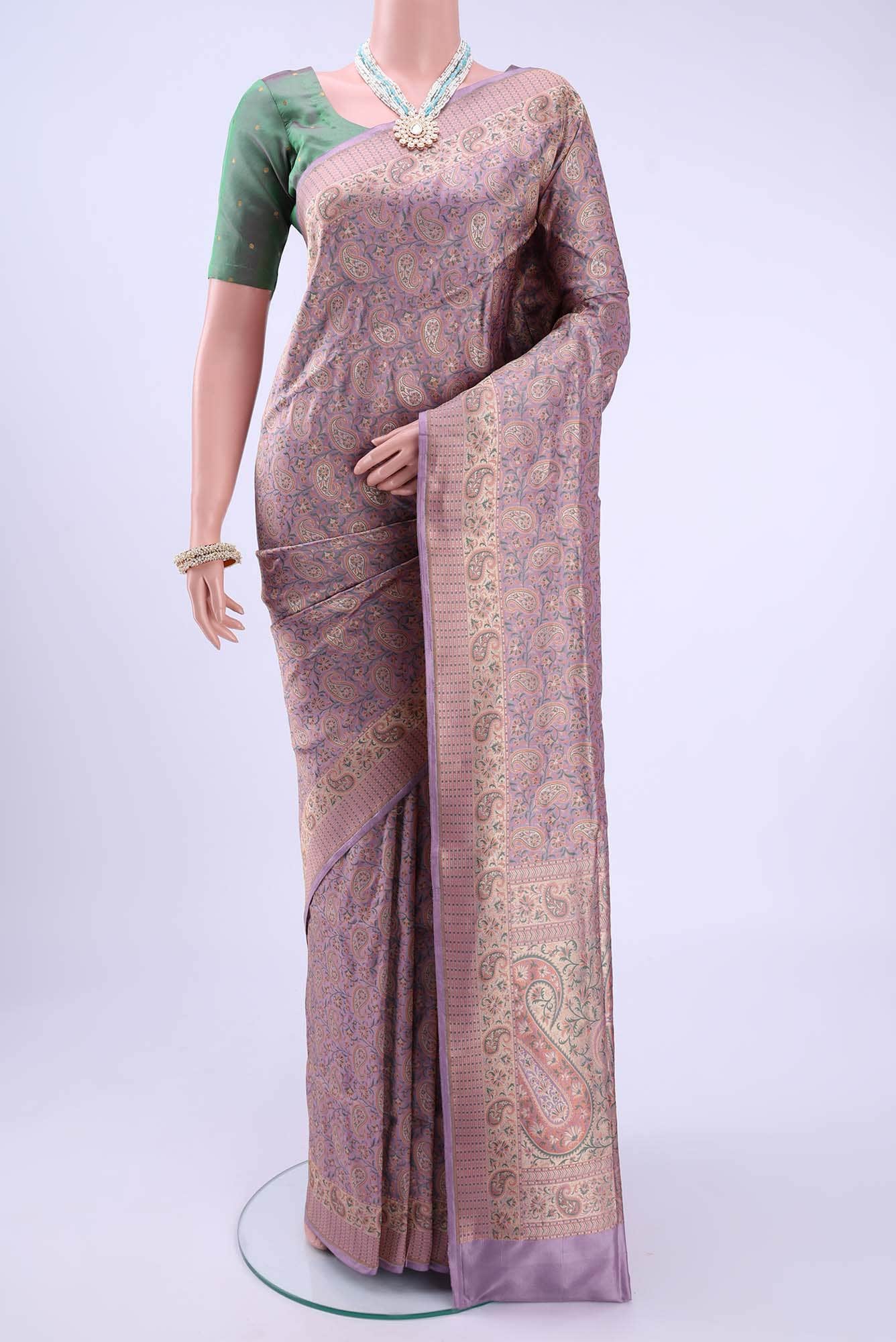 Lavender Baluchari Silk Saree