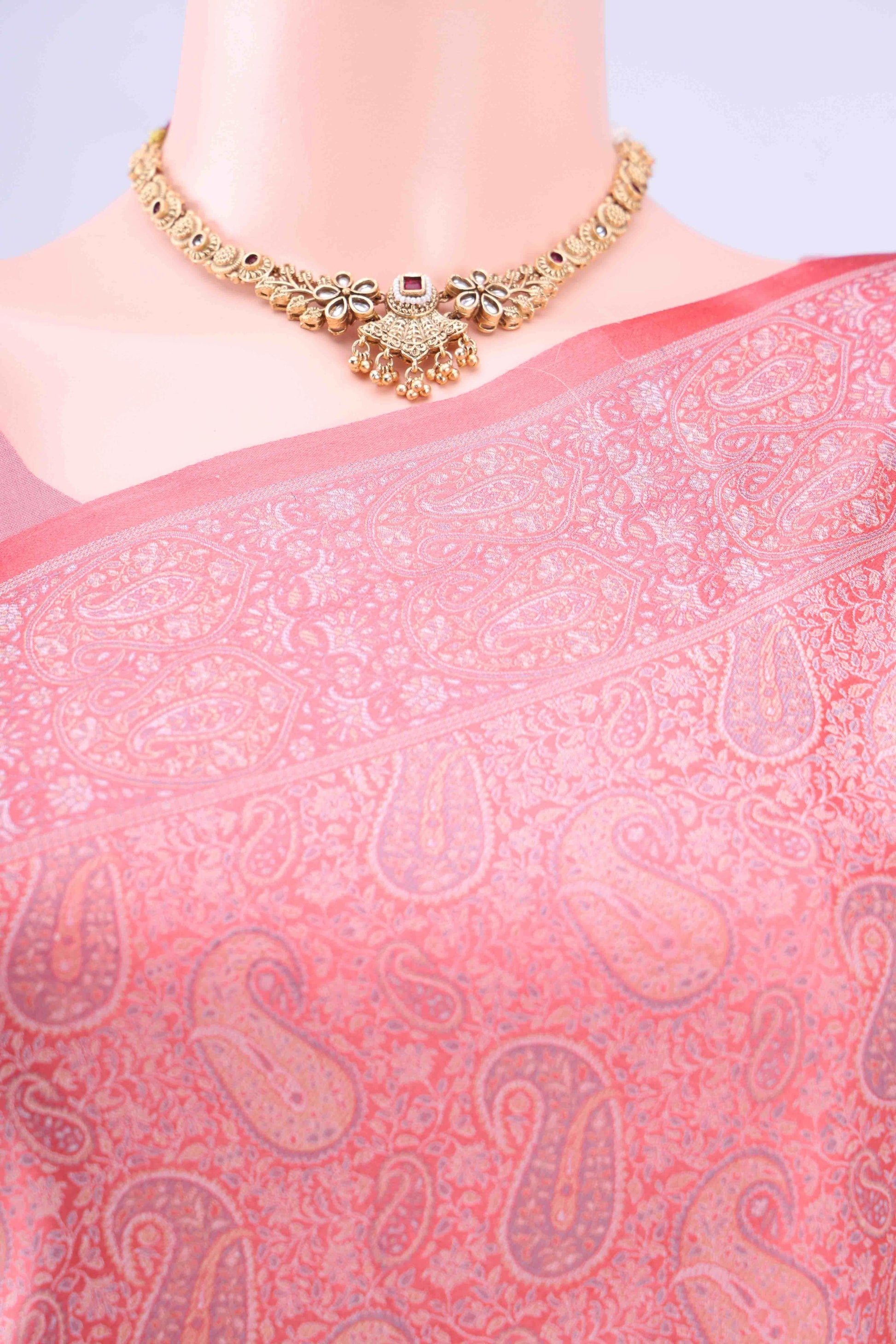 Peach Banarasi Saree