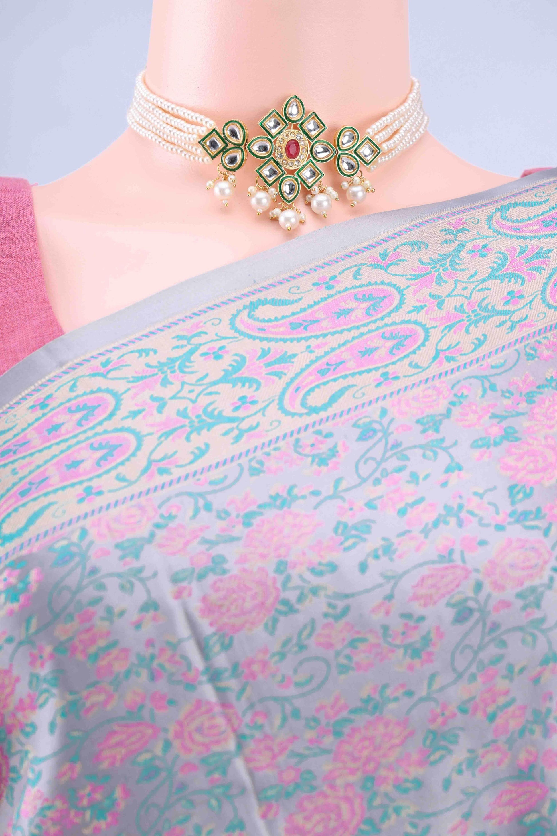 Silver Banarasi Saree