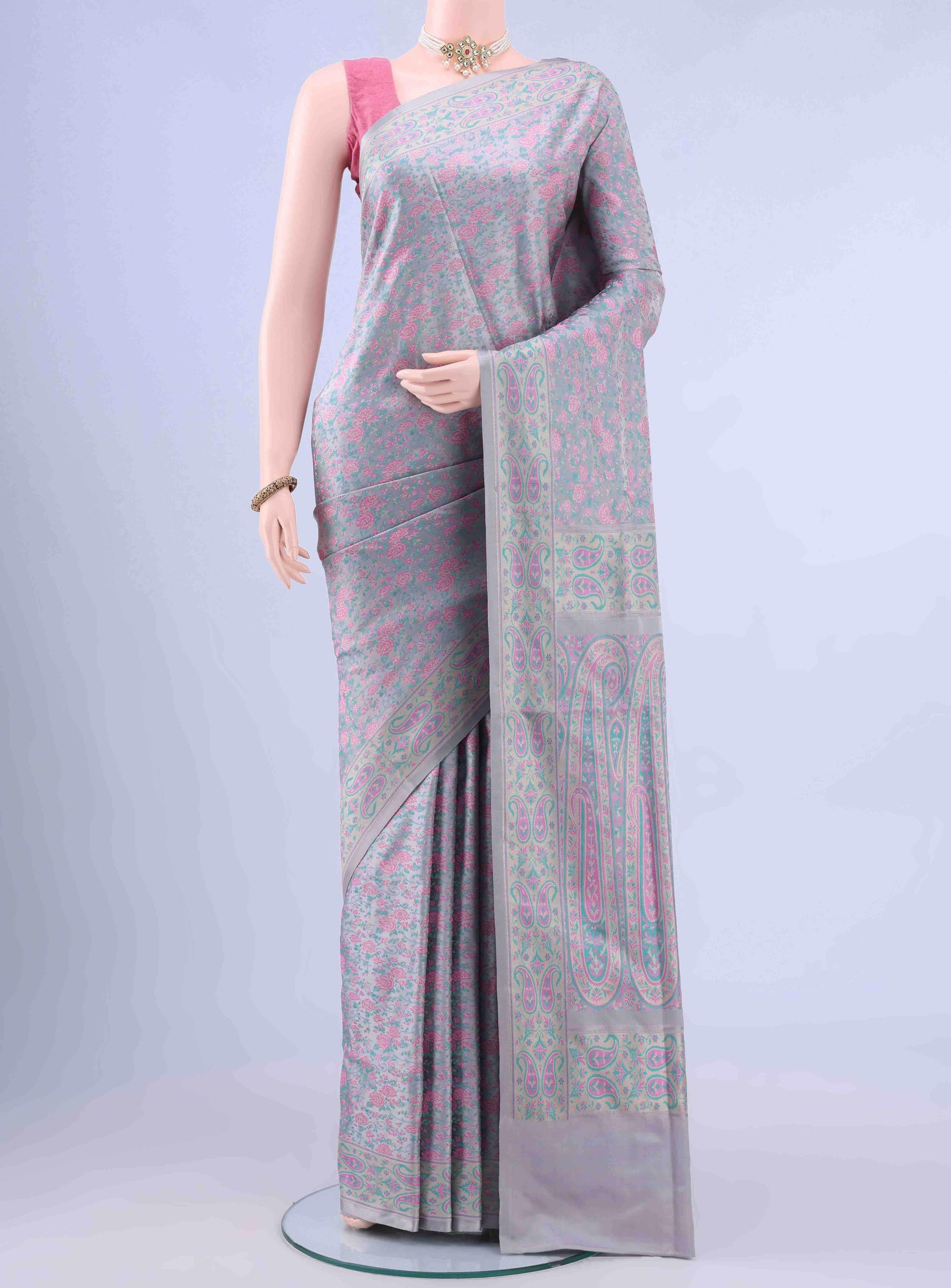 Silver Banarasi Saree