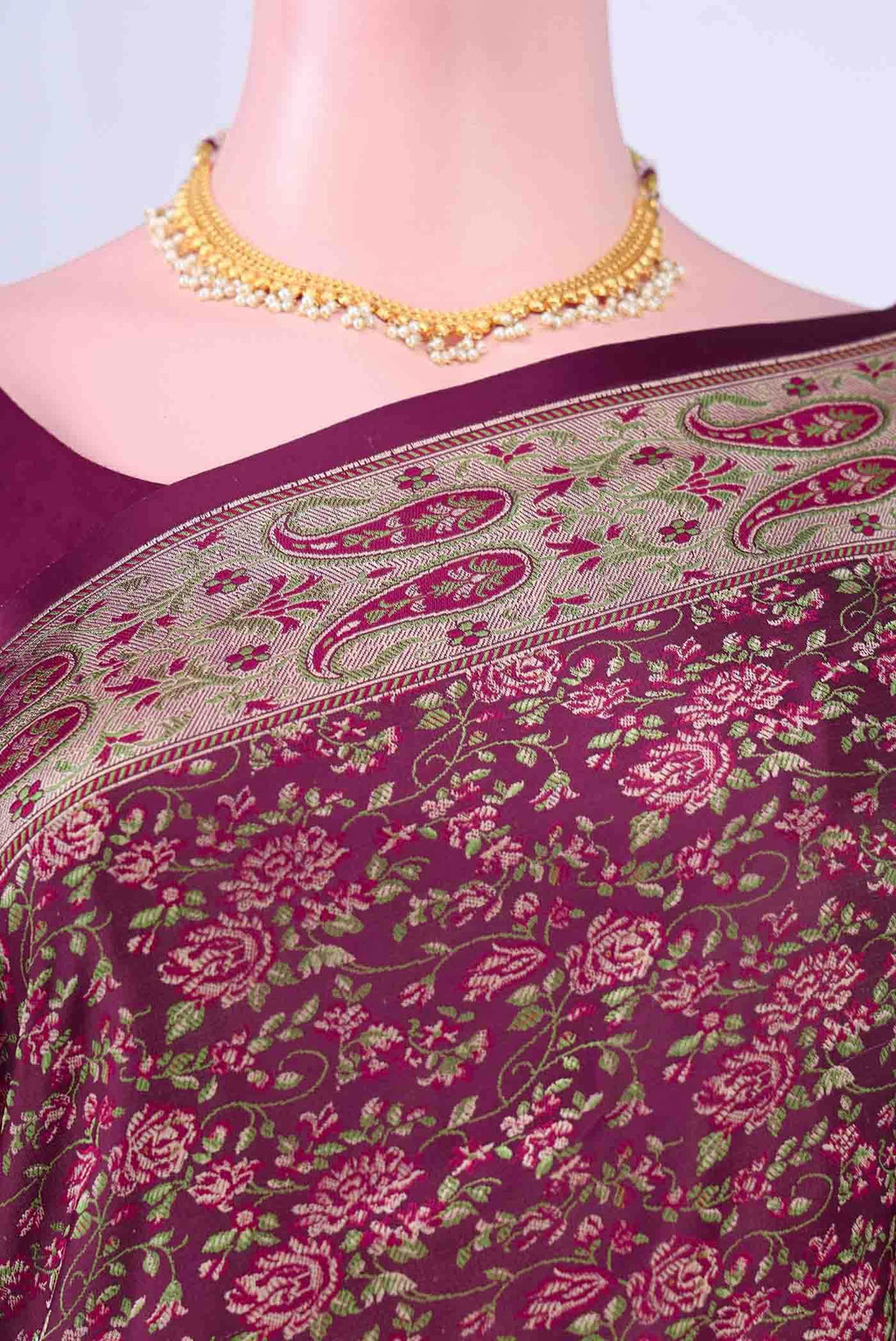 Maroon Banarasi Silk Saree