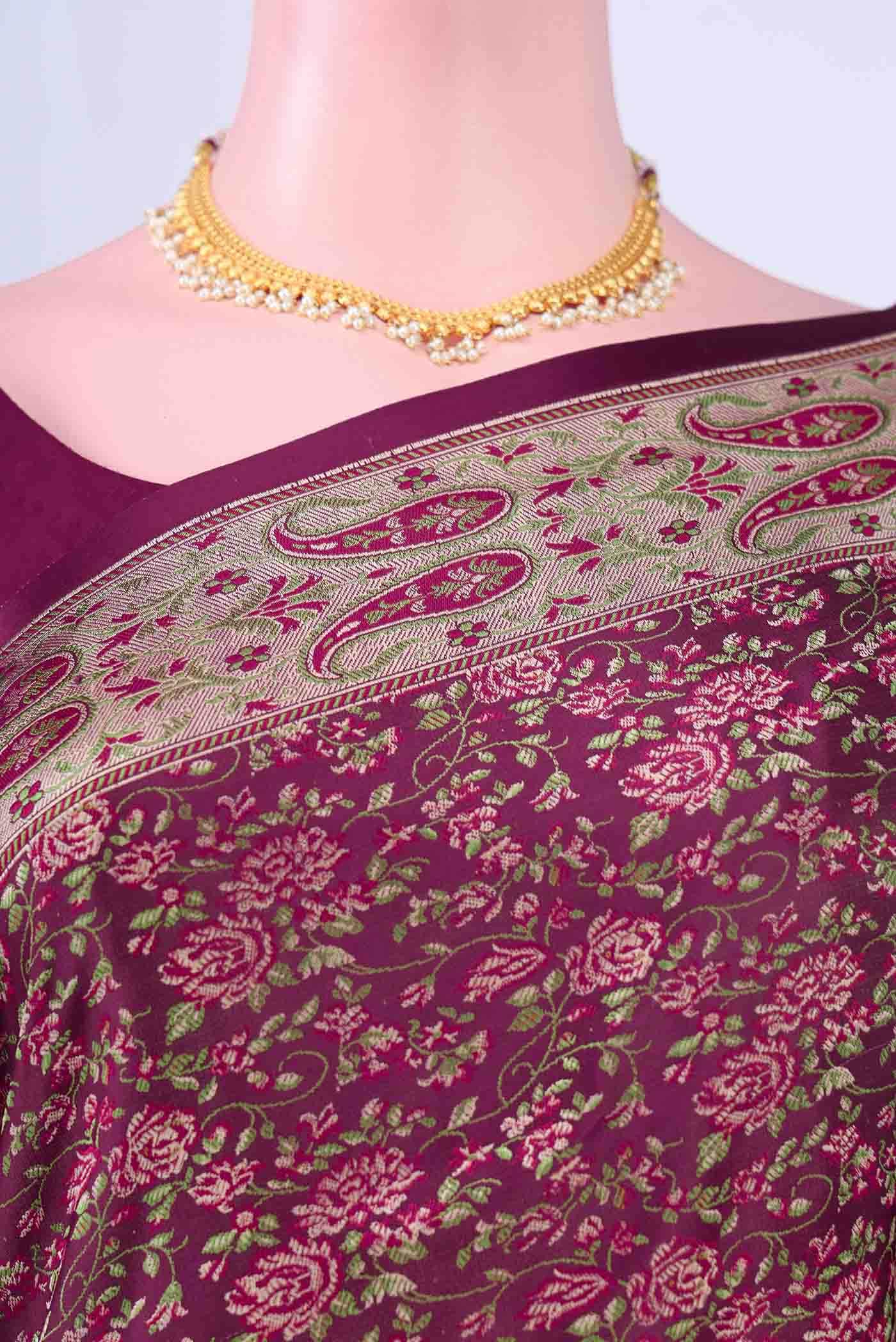Maroon Banarasi Silk Saree