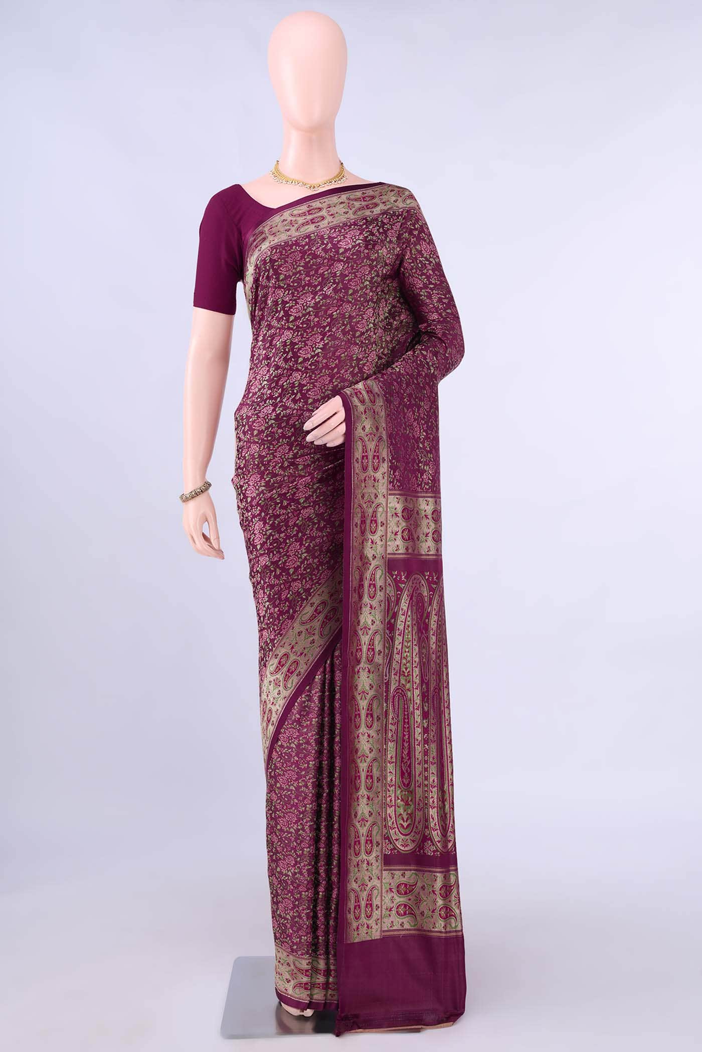 Maroon Banarasi Silk Saree
