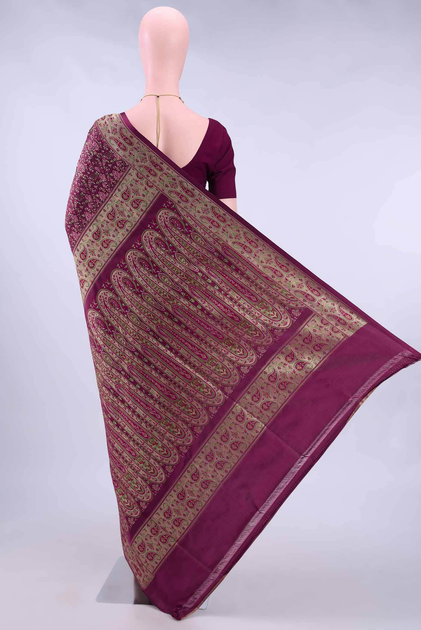 Maroon Banarasi Silk Saree