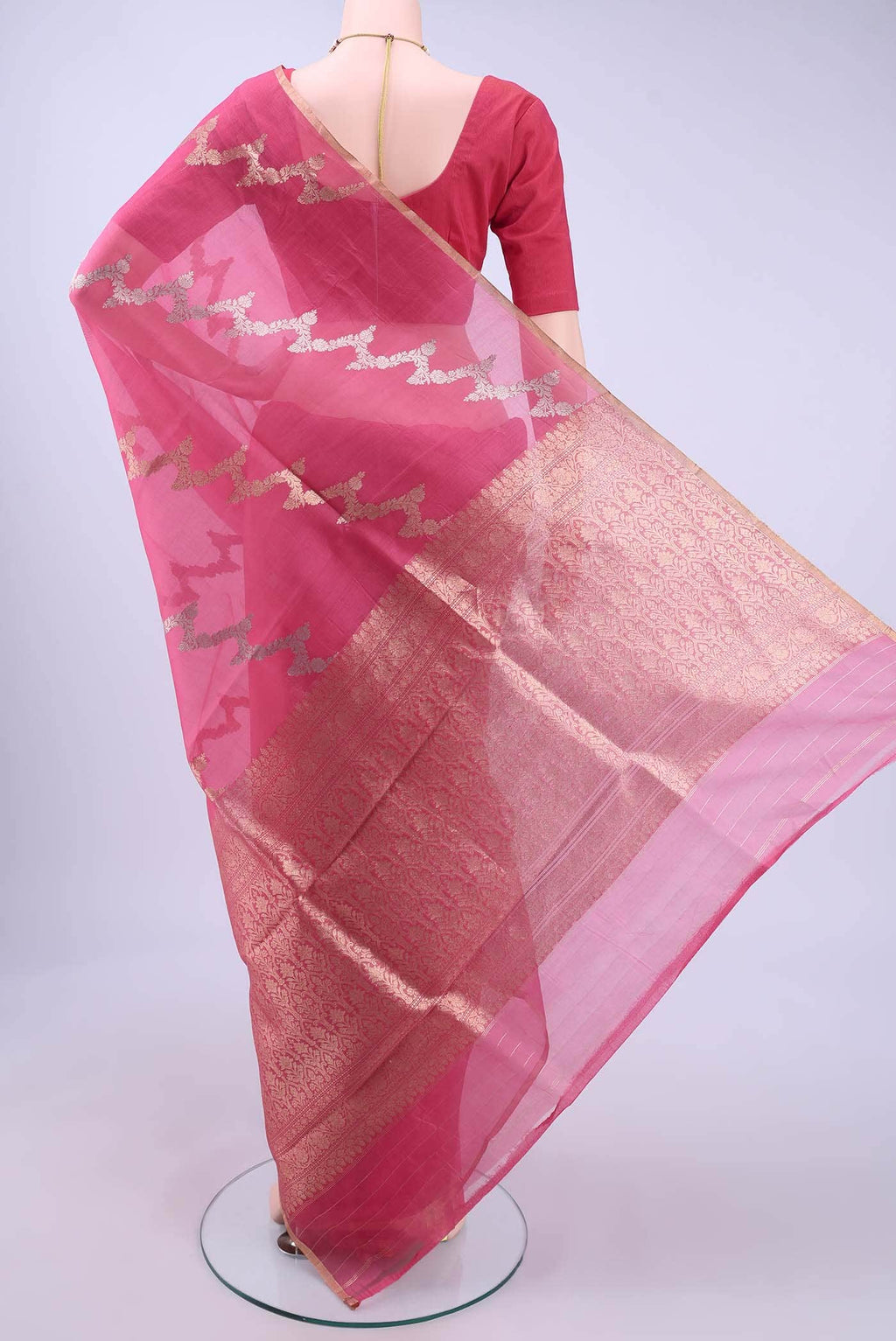 Peach Organza Silk Saree
