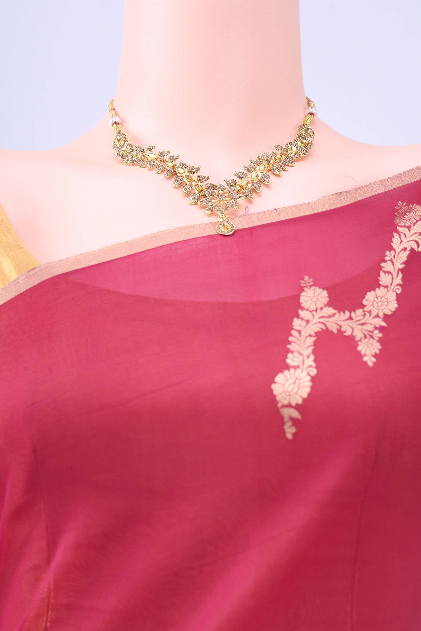 Dark Pink Organza Silk Saree