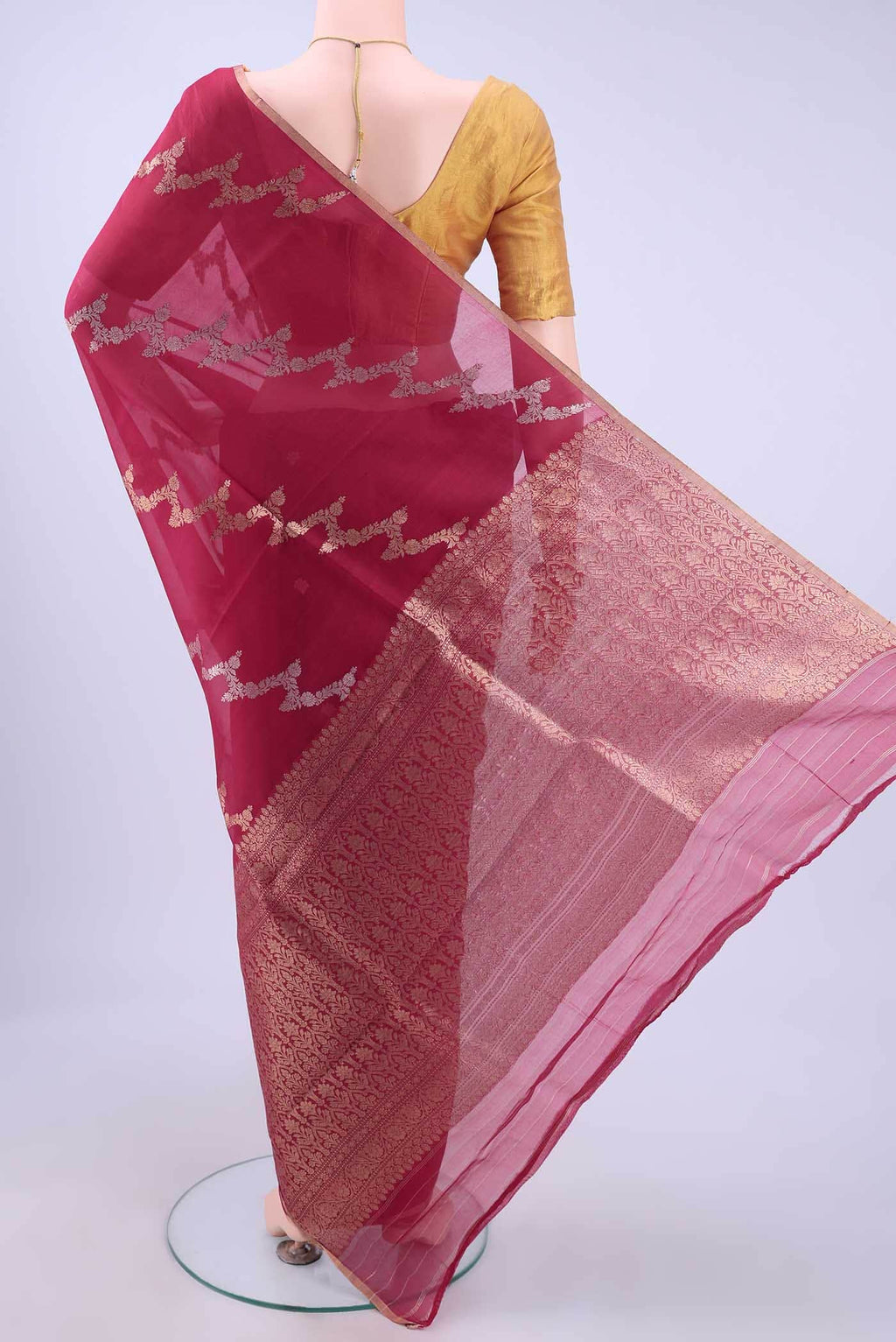 Dark Pink Organza Silk Saree
