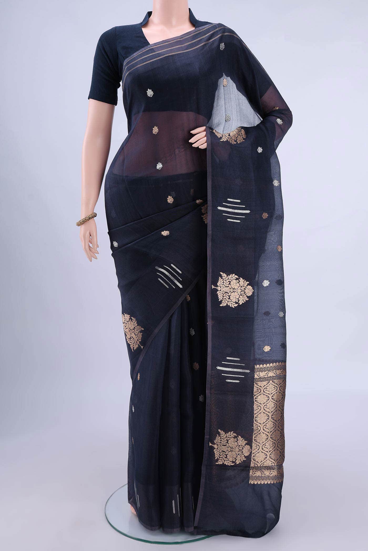 Burgundy Banarasi Saree