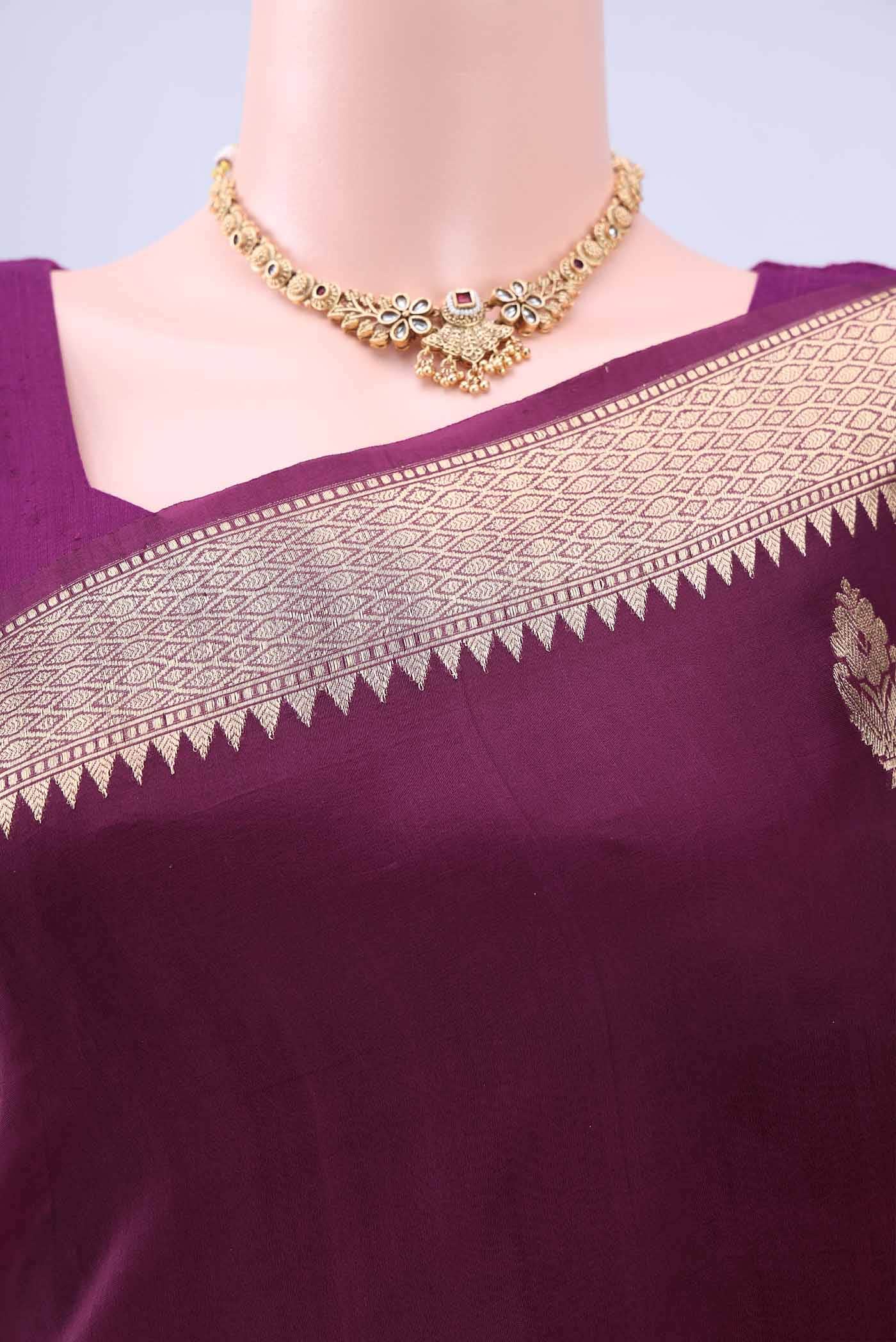 Burgundy Organza Silk Saree