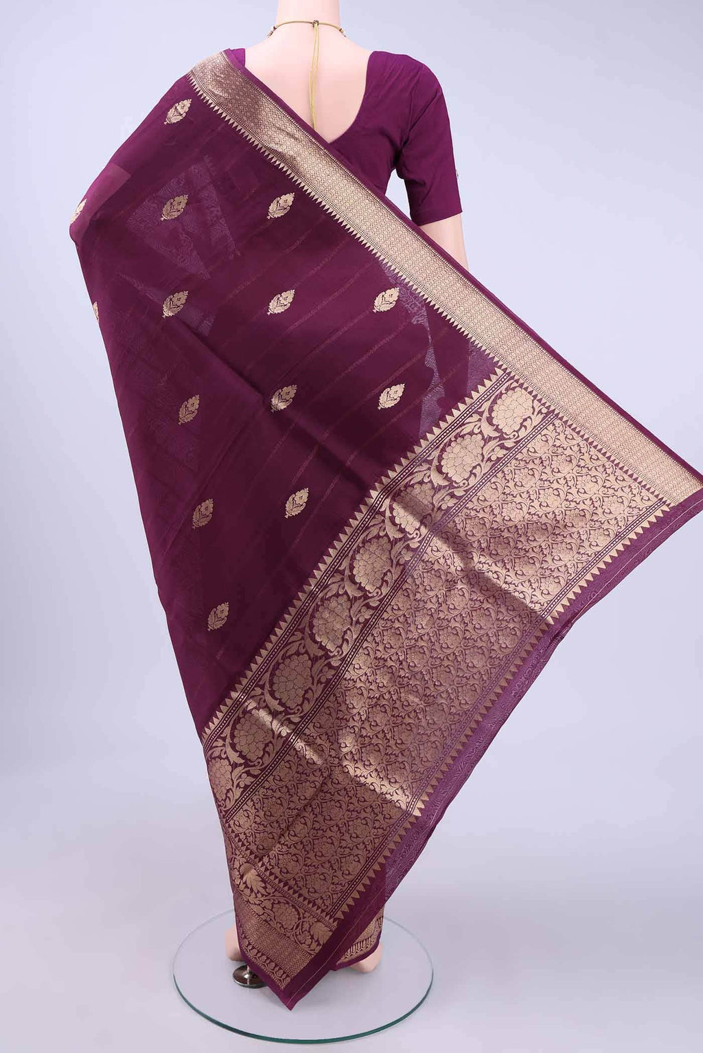Burgundy Organza Silk Saree