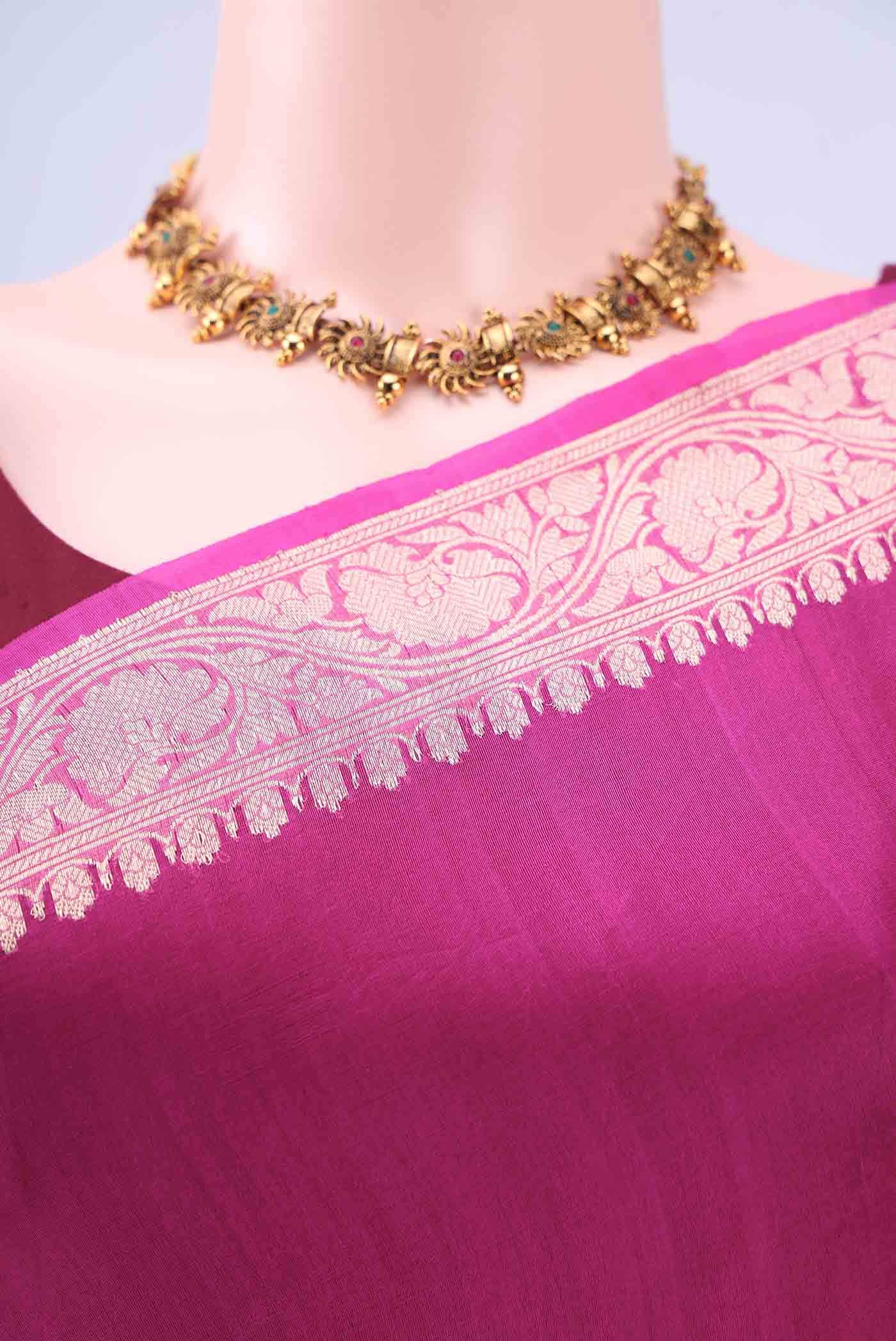 Burgundy Pure Organza Silk Saree