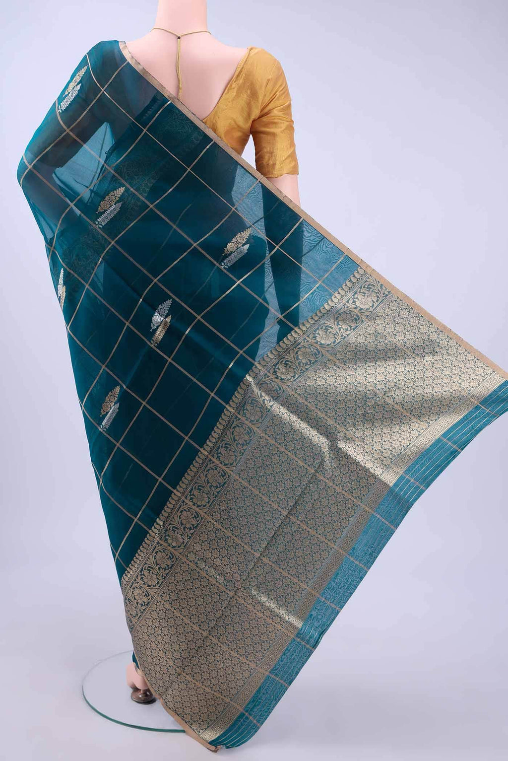 Blue Pure Organza Silk Saree