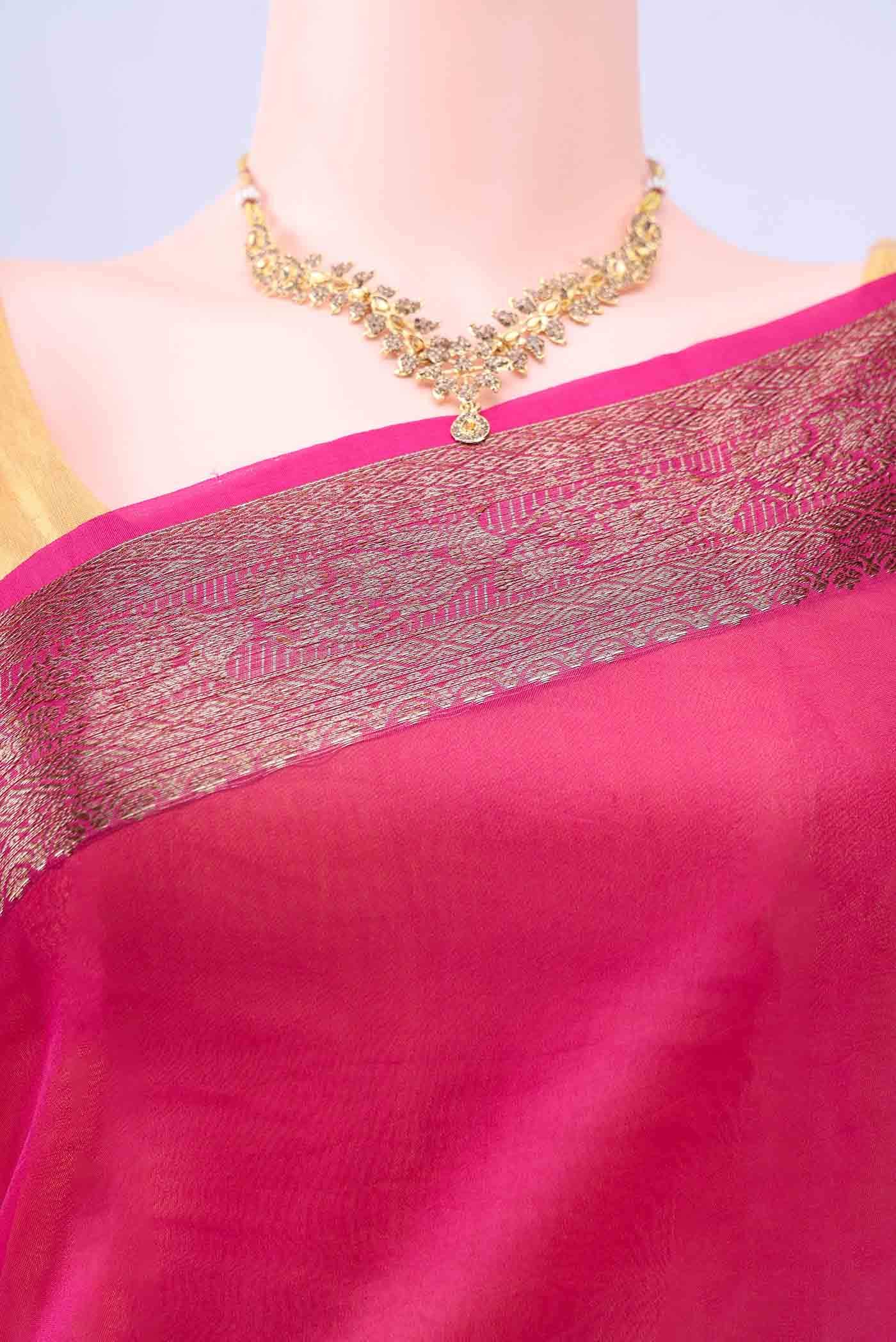 Dark Pink Organza Silk Saree
