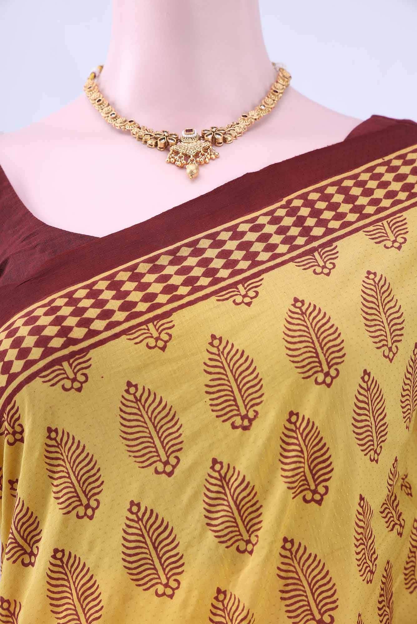 Yellow Printed Cotton Saree