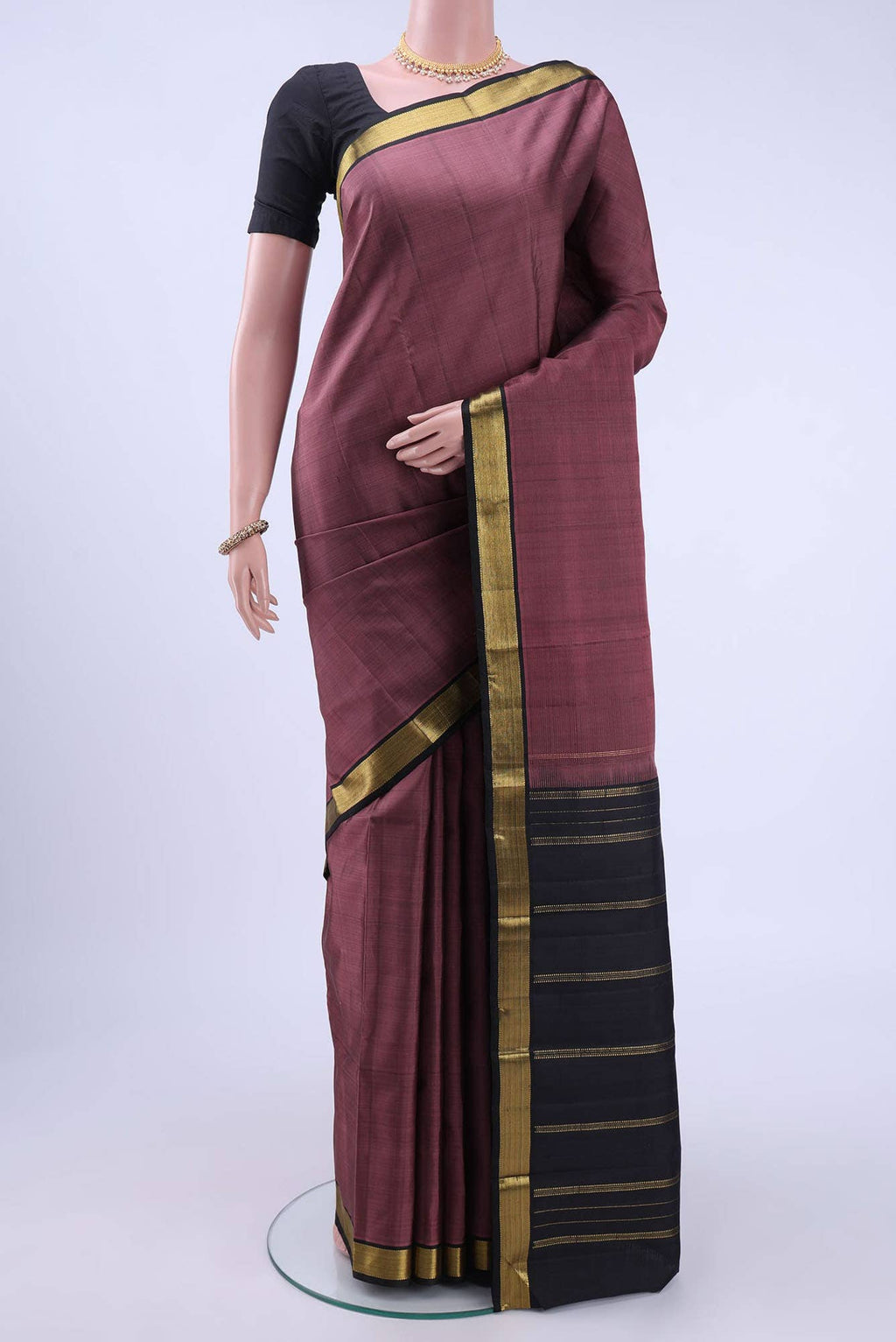 Burgundy Kanchipuram Silk Saree
