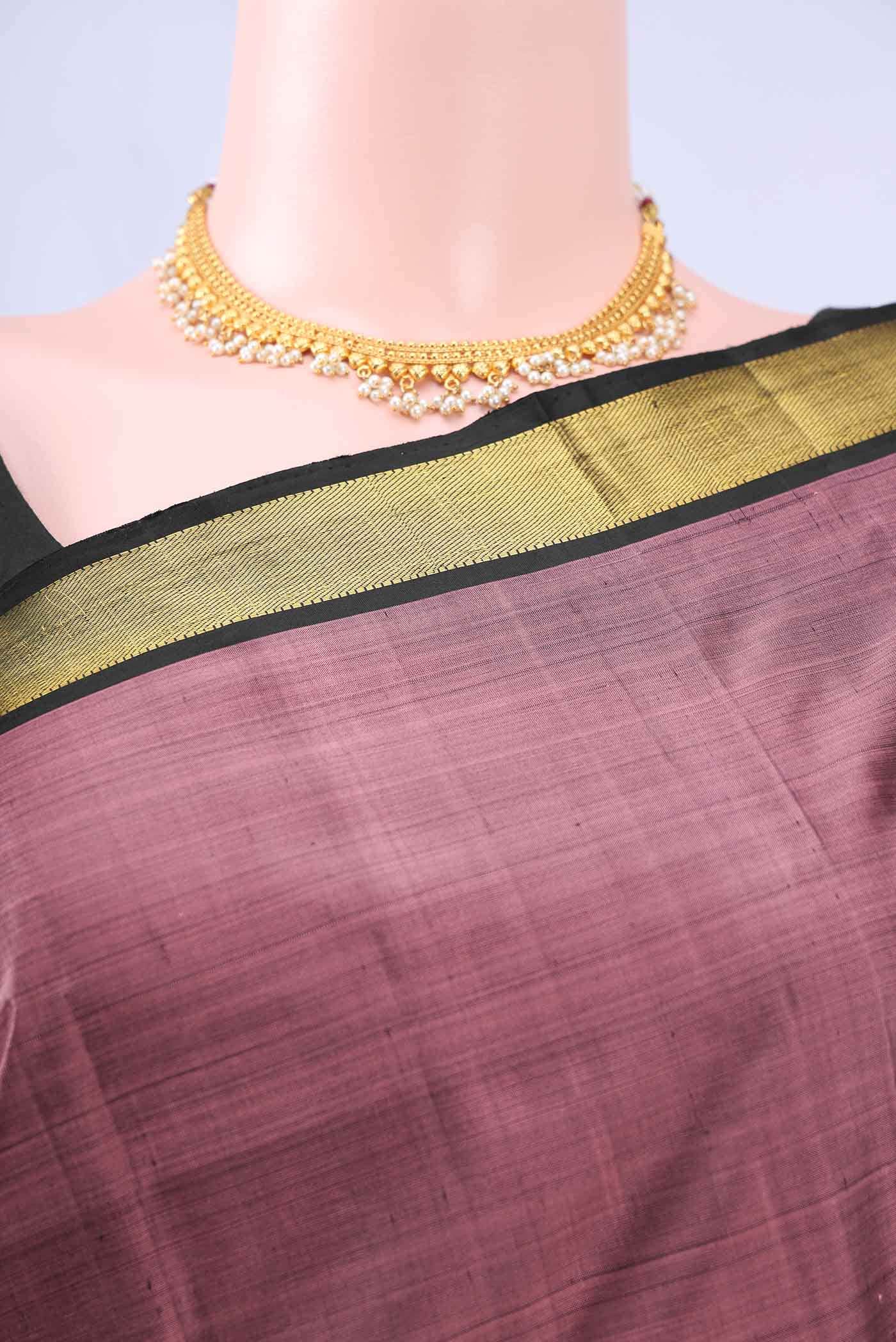 Coral Dual Tone Kanchipuram Silk Saree