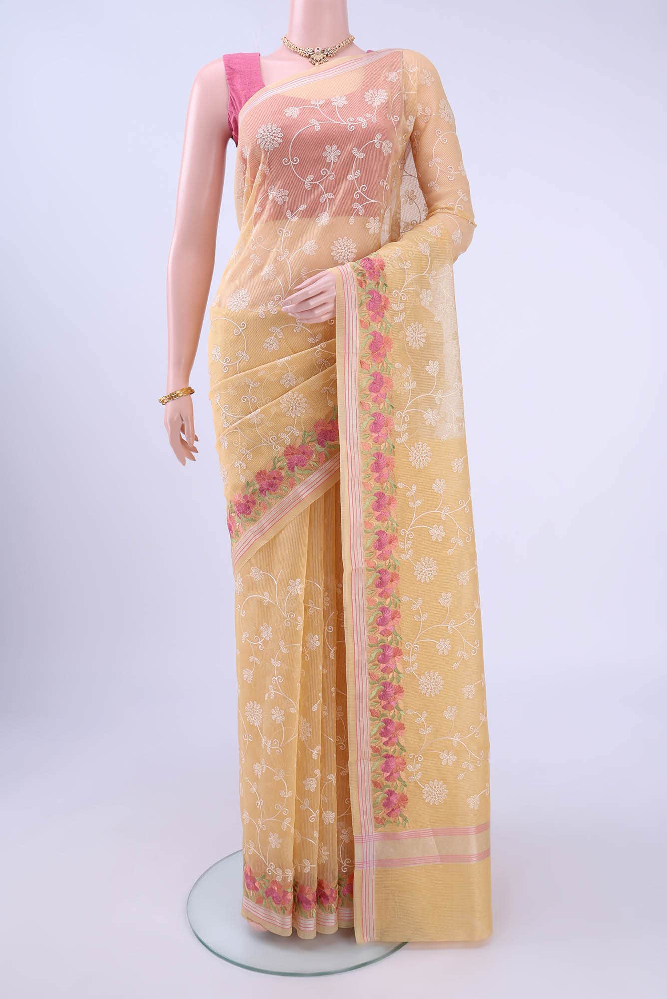 Cream Kota Cotton Saree