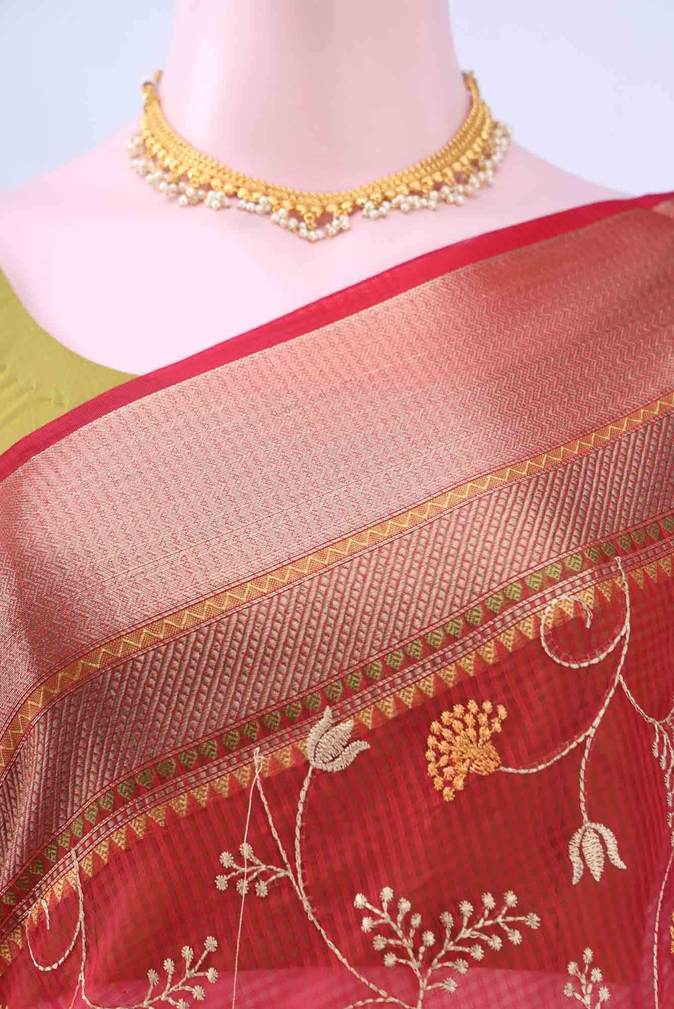 Red Kota Cotton Saree