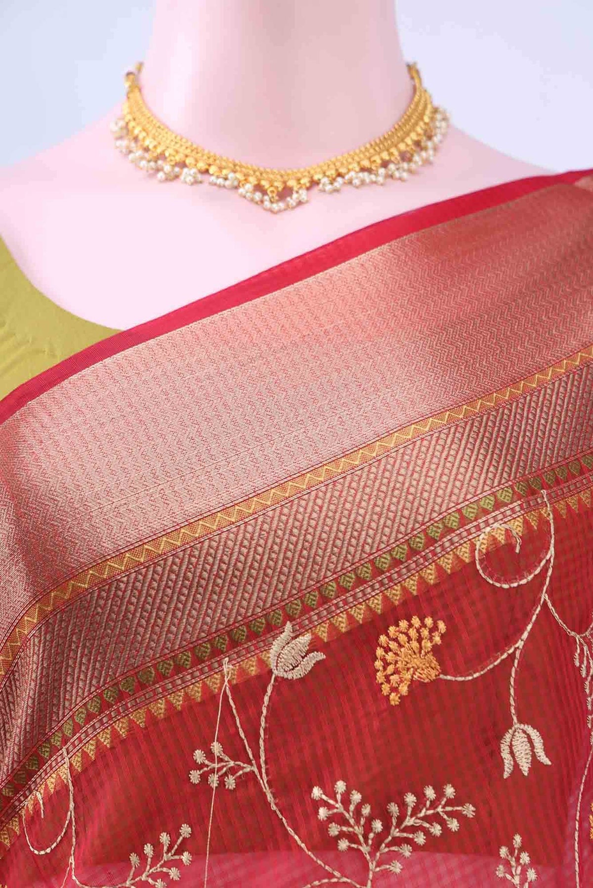 Red Kota Cotton Saree