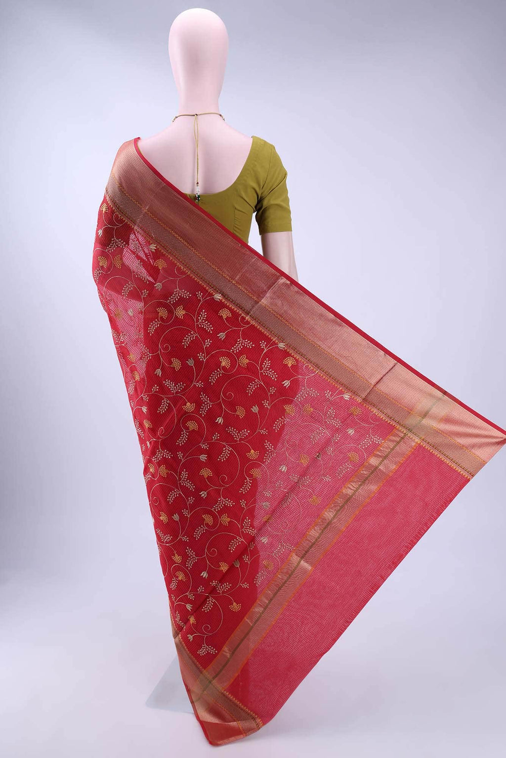 Red Kota Cotton Saree