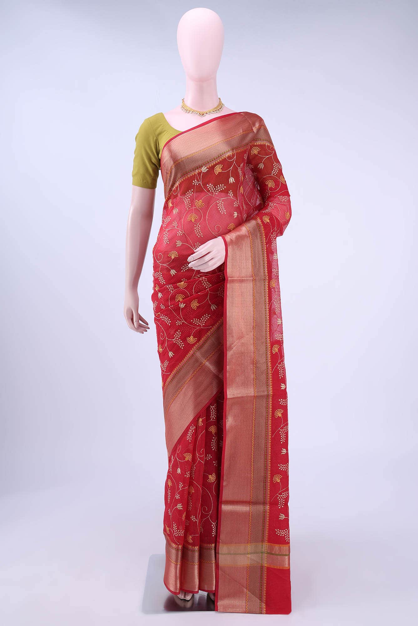 Red Kota Cotton Saree