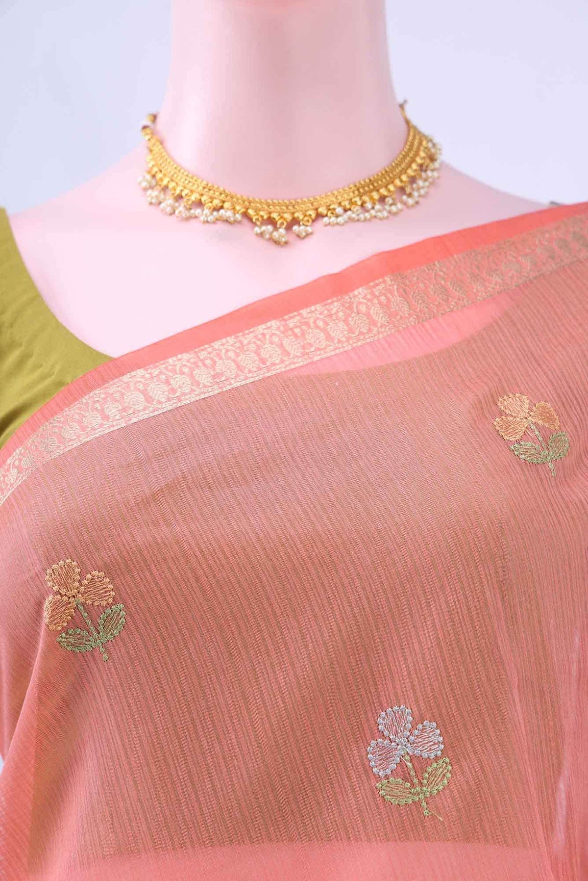 Rose pink Kota Cotton Saree