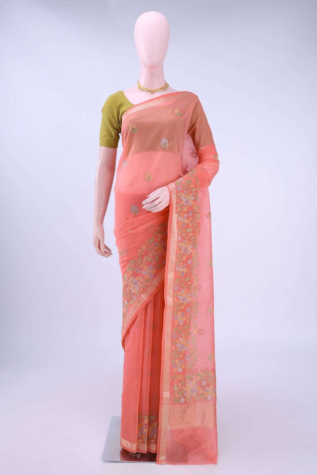 Rose pink Kota Cotton Saree