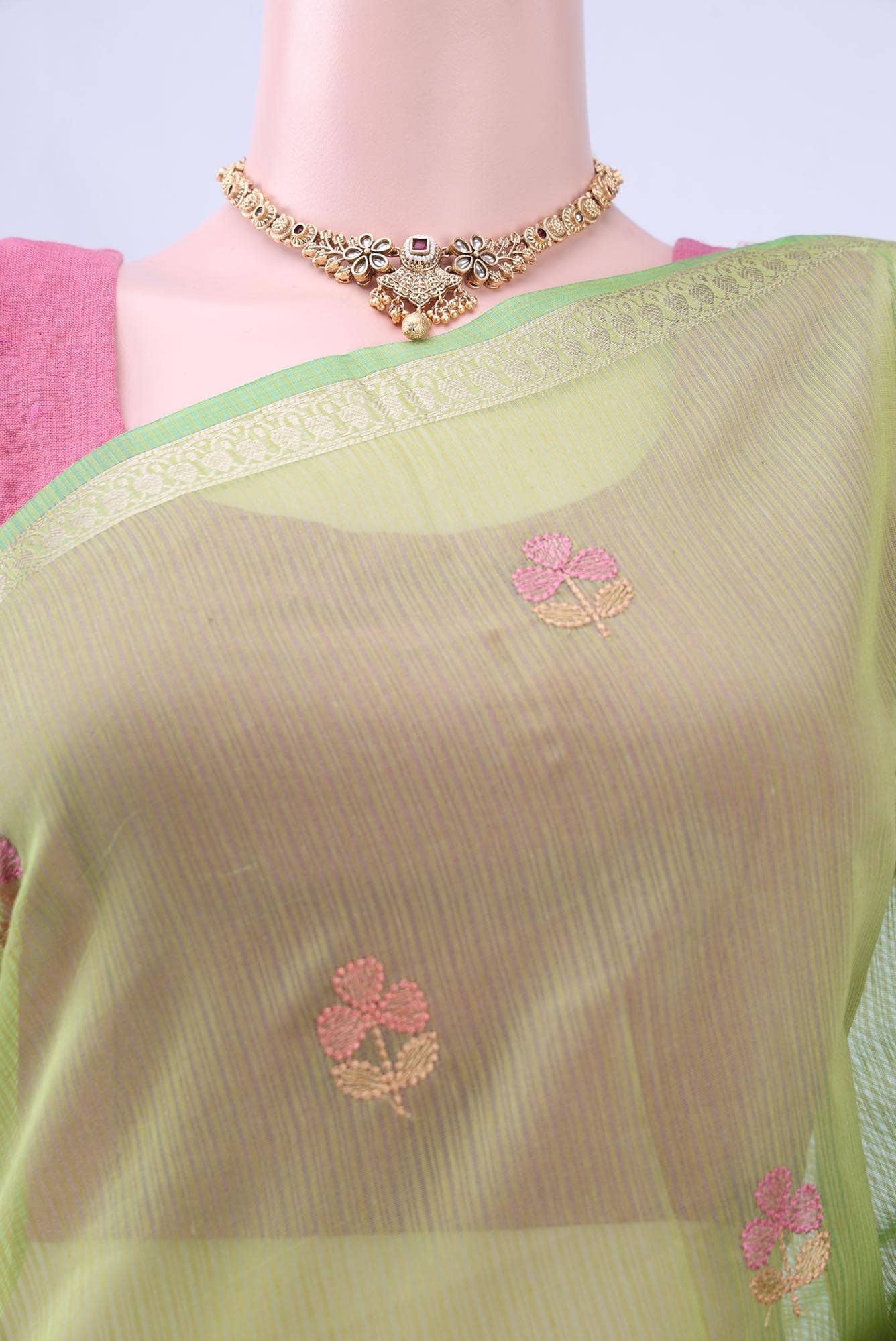 Light Green Kota Cotton Saree