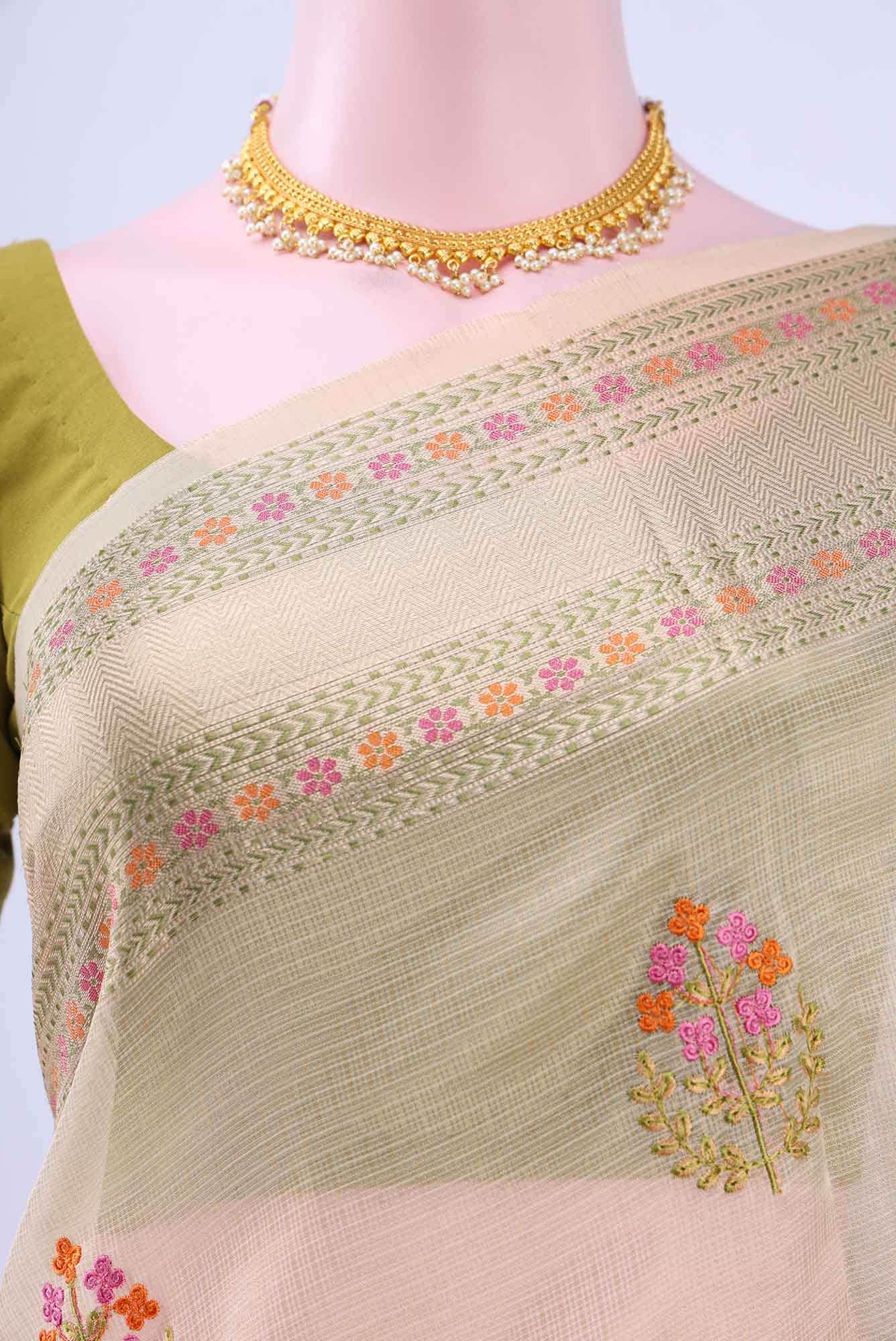 Beige Kota Cotton Saree