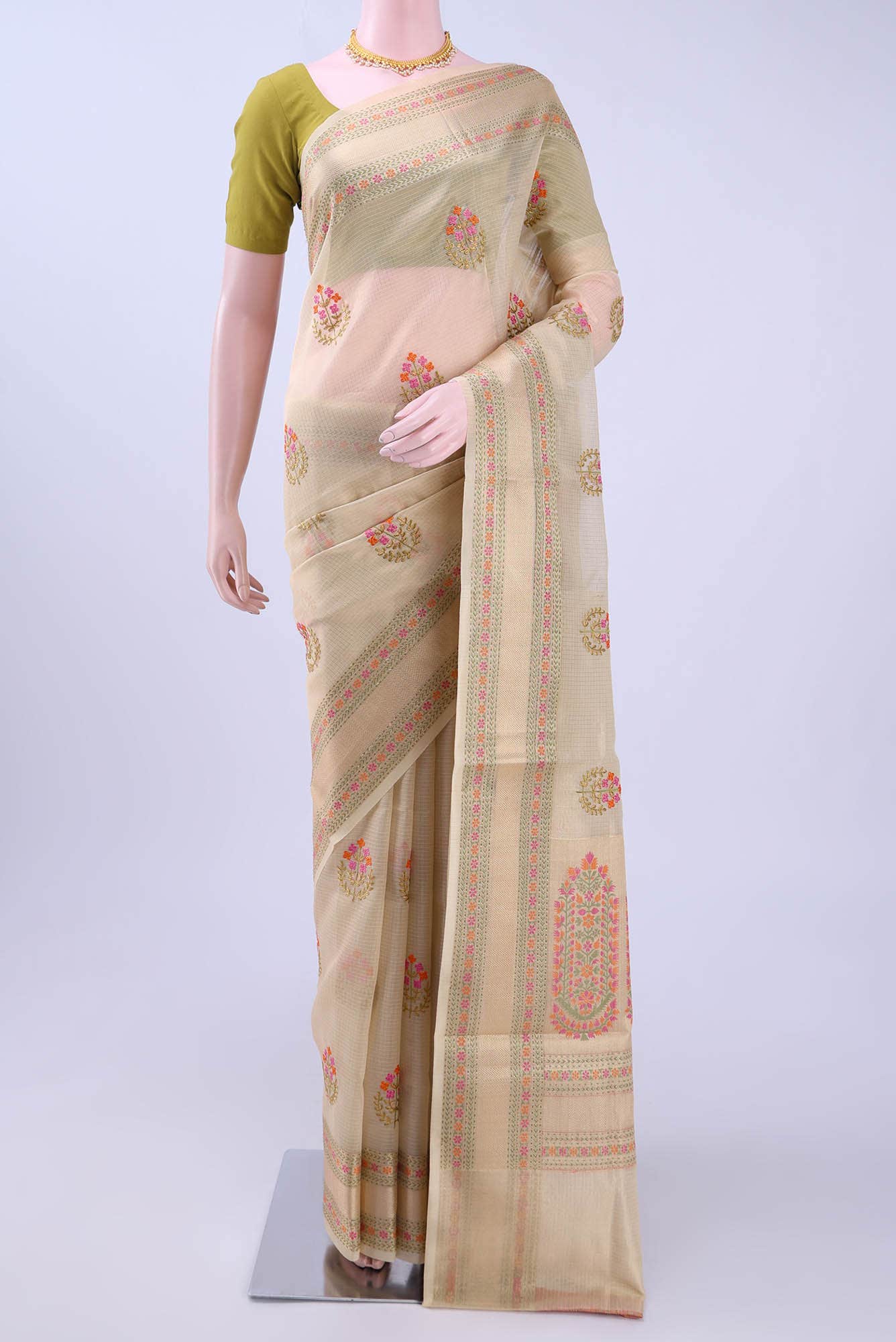 Beige Kota Cotton Saree